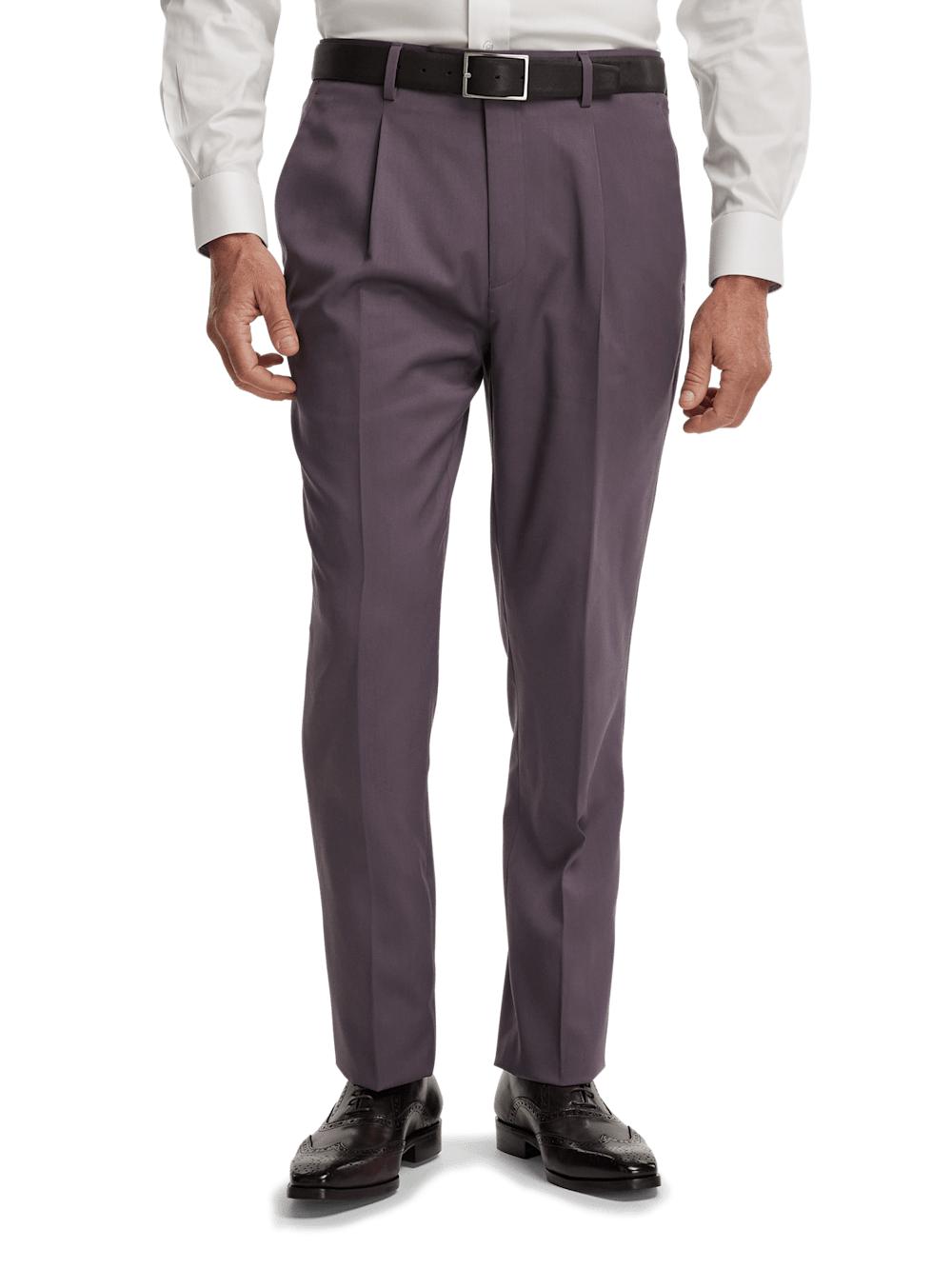 Wool Stretch Single Breasted Peak Lapel Suit Jacket - Slate Purple Product Image