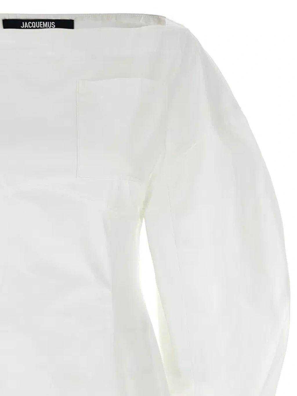 JACQUEMUS La Casaco Long Sleeve Cotton Shirtdress In White Product Image