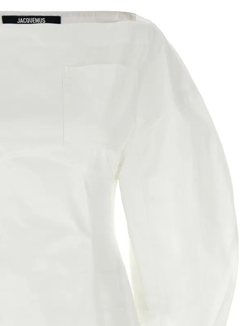 JACQUEMUS La Casaco Long Sleeve Cotton Shirtdress In White Product Image