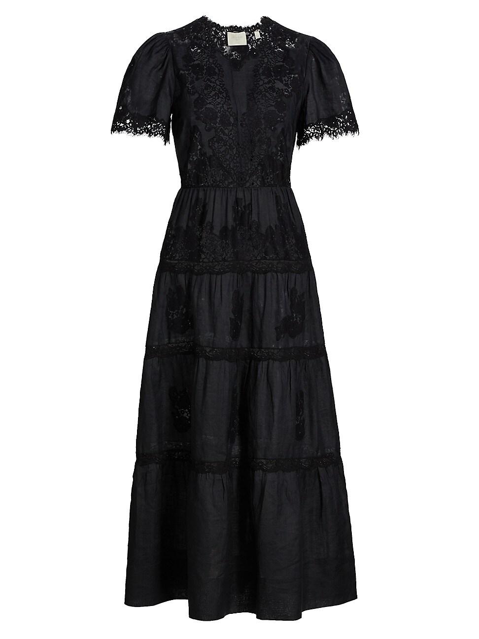 Womens Graciela Lace Trim Short-Sleeve Midi-dress Product Image