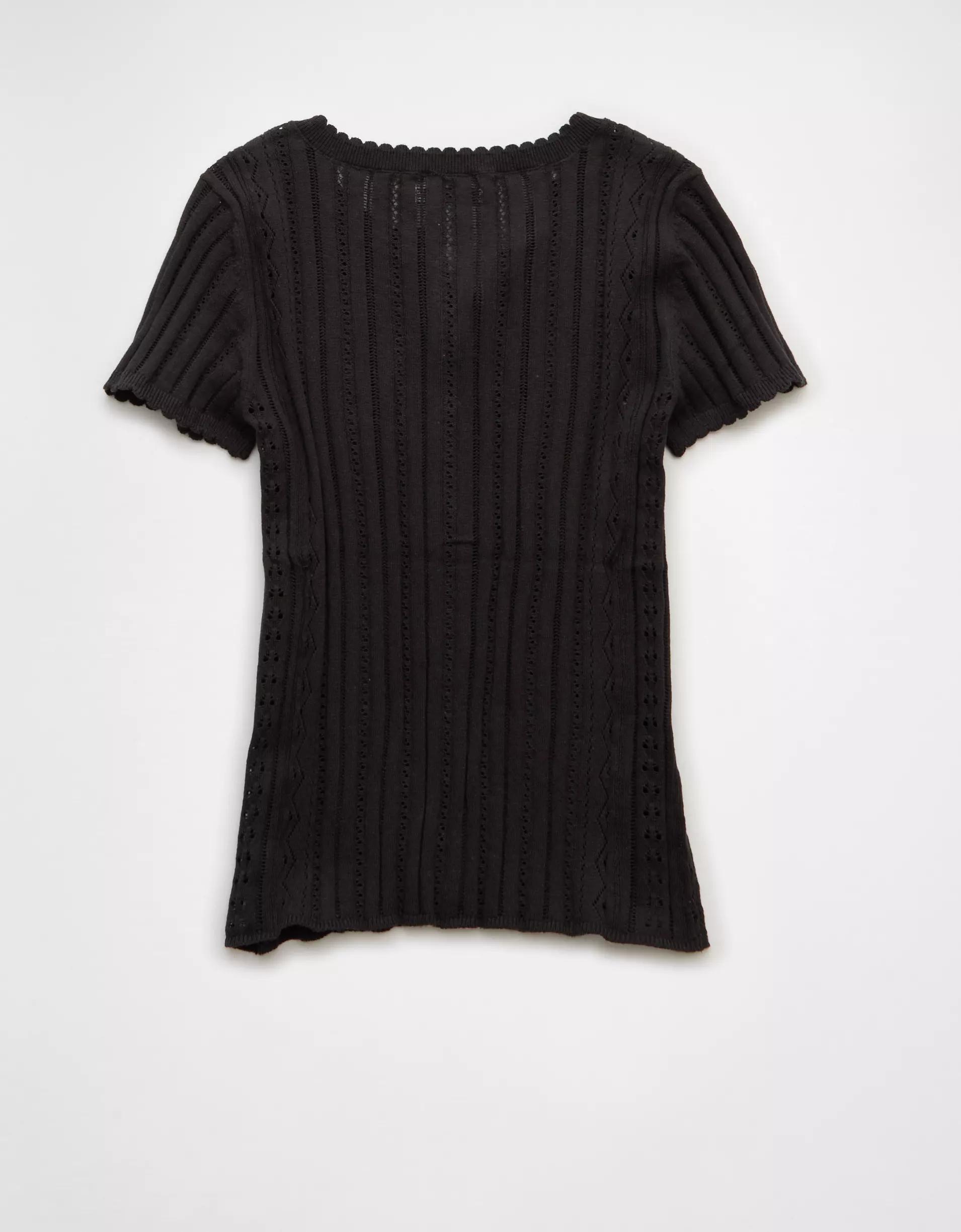 AE Henley Pointelle Sweater T-Shirt Product Image