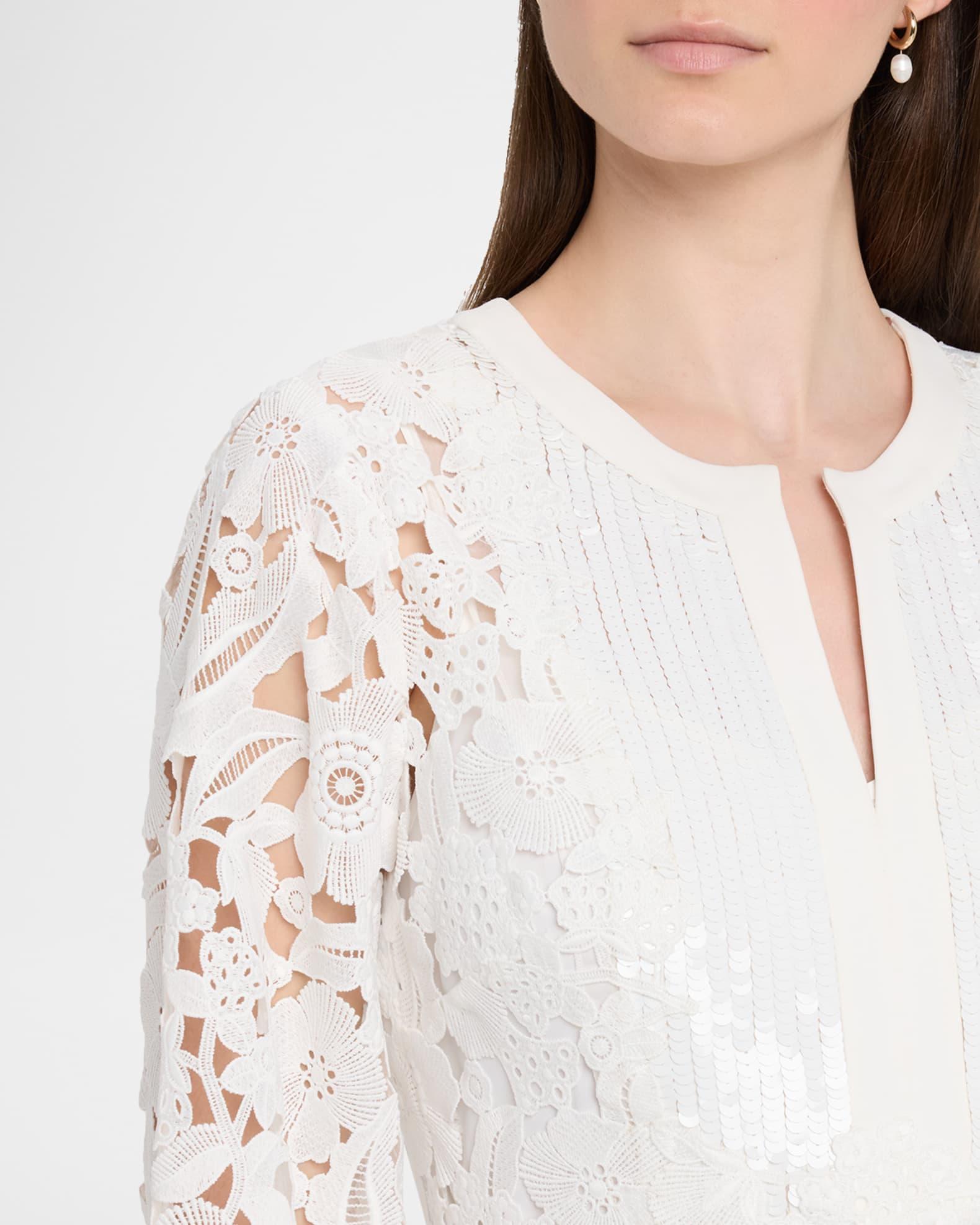 Cynthia Sequin-Embellished Floral Lace Gown Product Image