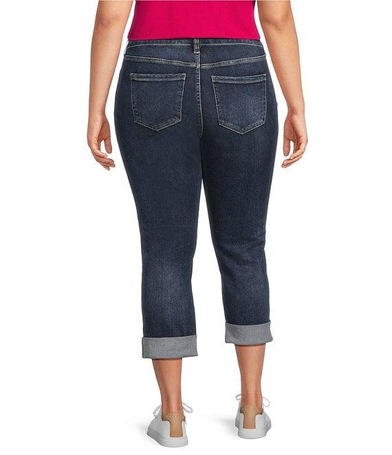 Liverpool Los Angeles Plus Size Charlie Stretch Denim Mid-Rise Straight Leg Wide Rolled Cuff Jeans Product Image