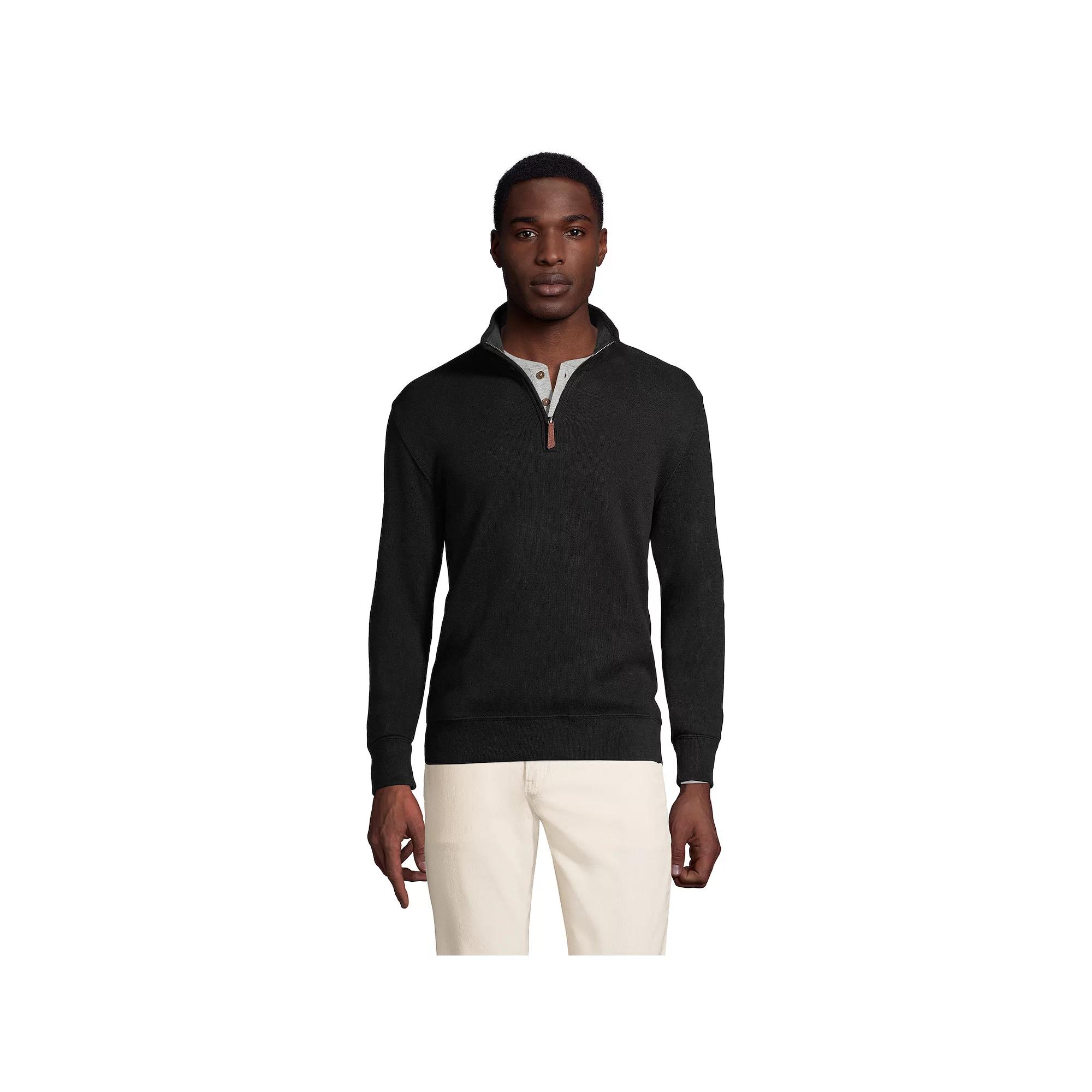 Big & Tall Lands' End Bedford Regular-Fit Rib Quarter-Zip Sweater, Men's,  Product Image