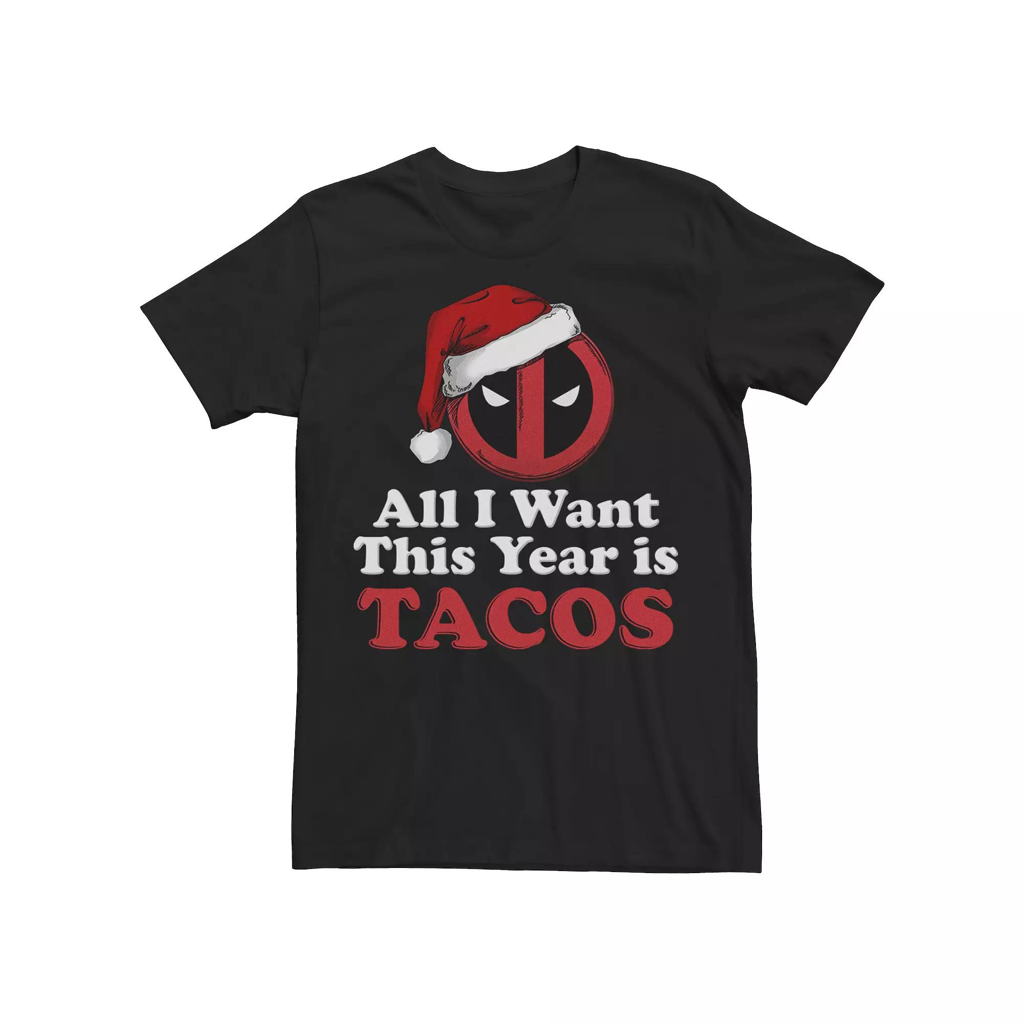 Men's Marvel Deadpool I Want Tacos For Christmas Tee,  Product Image