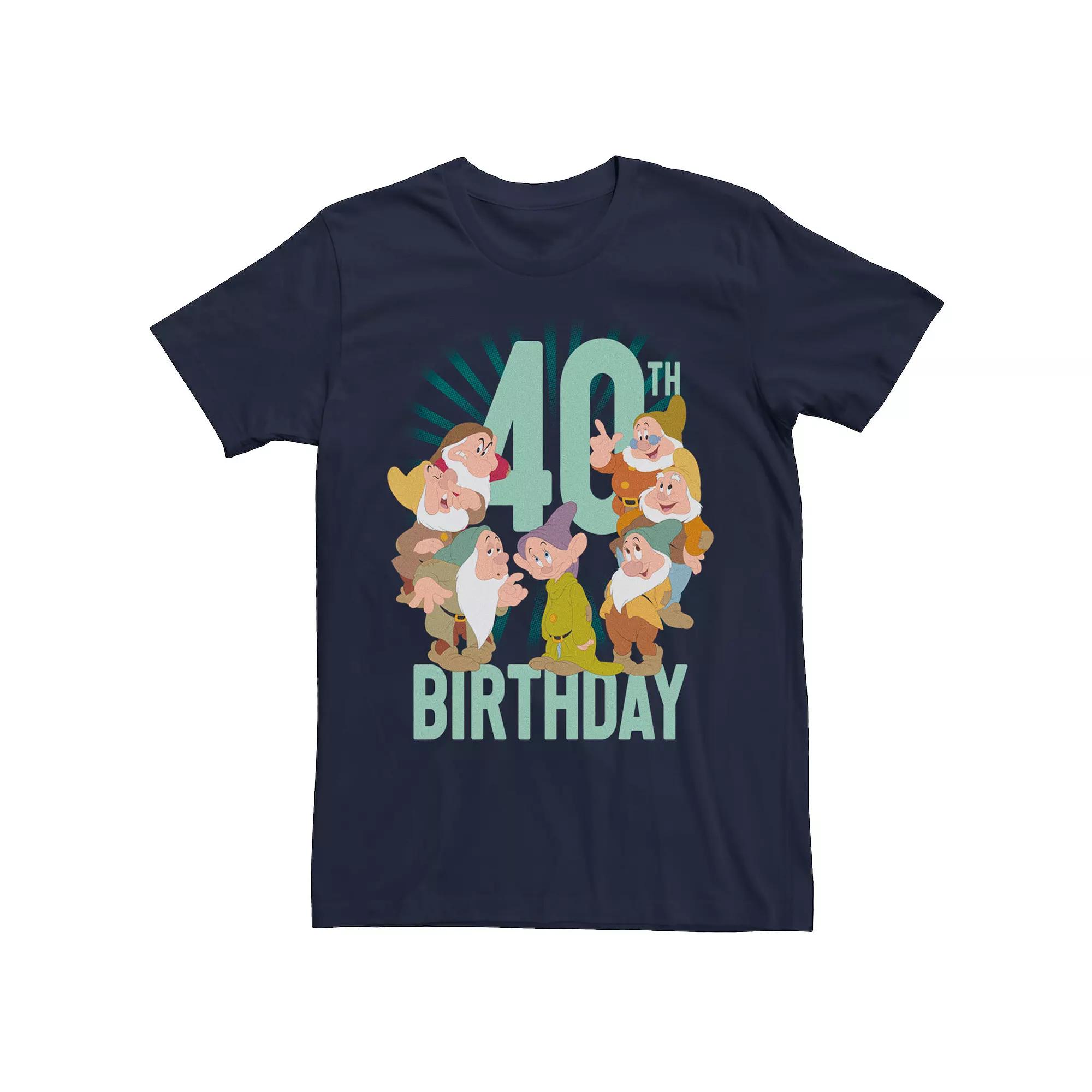 Disney's Snow White Men's Dwarfs Group Shot 40th Birthday Graphic Tee, Size: Small, Blue Product Image