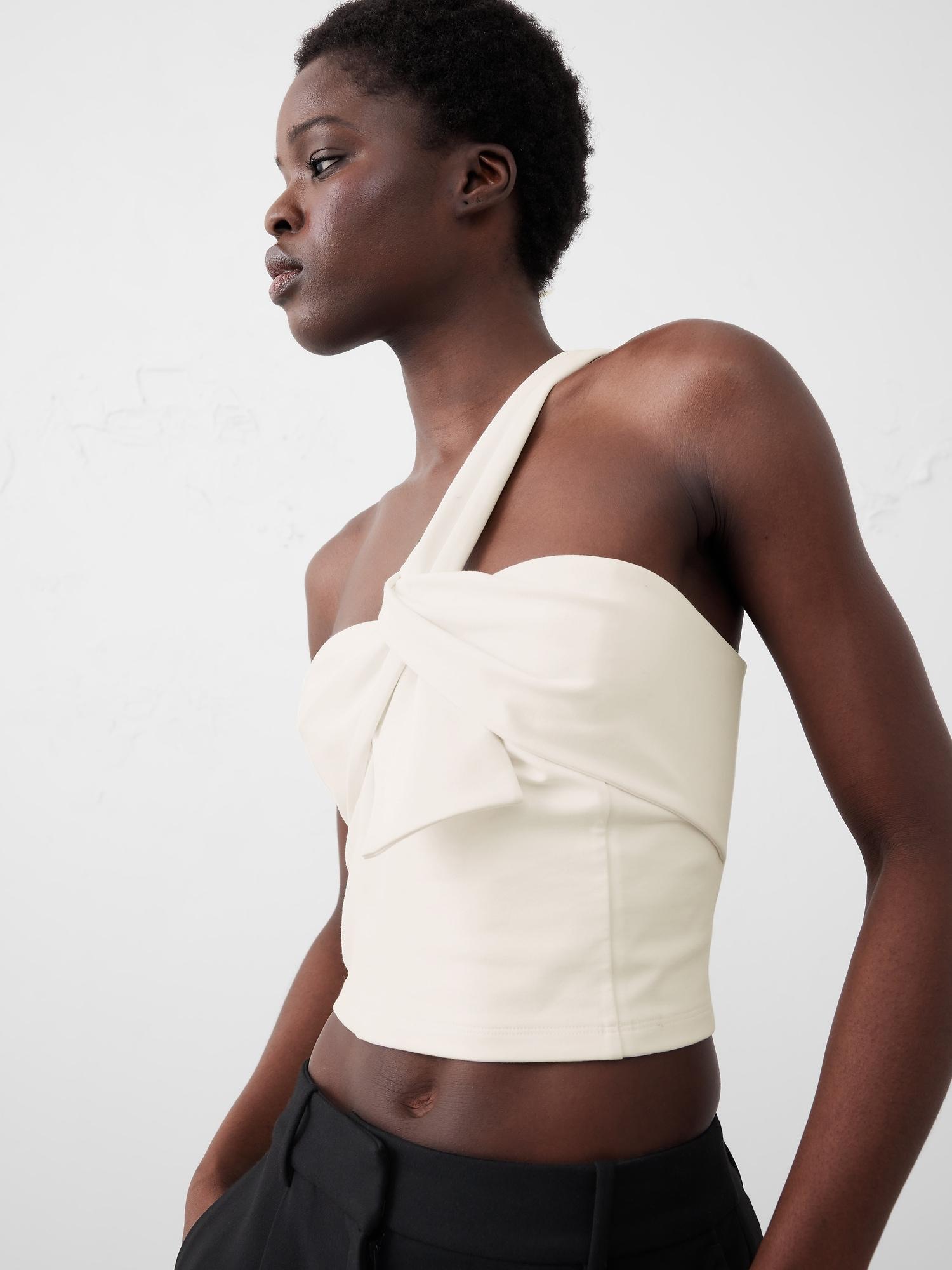 Knotted One-Shoulder Cropped Bustier Product Image