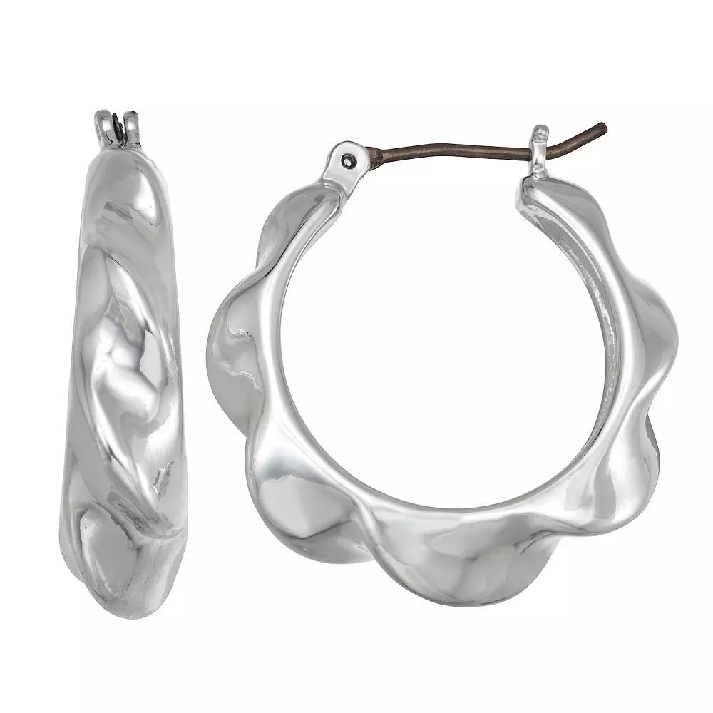 Napier Silver Tone 26 mm Twisted Hoop Earrings, Women's Product Image