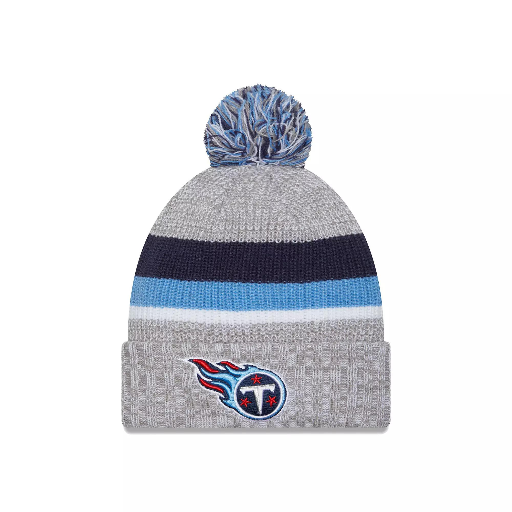 Men's New Era Heather Gray Tennessee Titans Cuffed Knit Hat with Pom, Grey Product Image