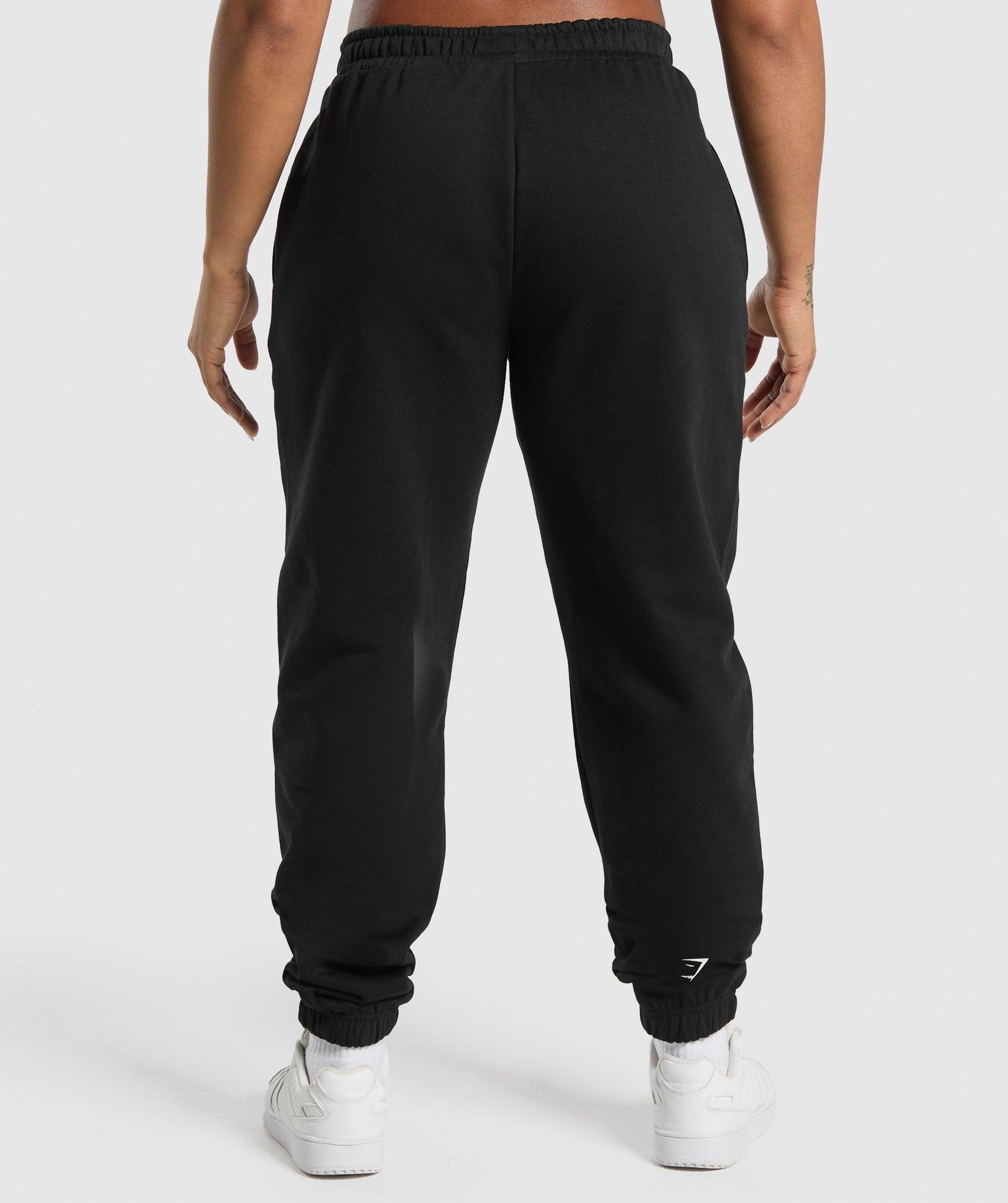 Gymshark Lifting Essentials Graphic Brushed Oversized Joggers - Black Female Product Image