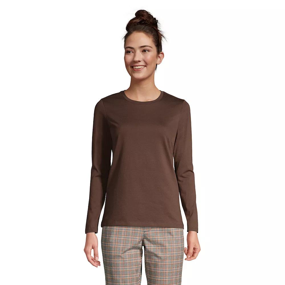 Petite Lands' End Relaxed-Fit Supima Long Sleeve Cotton Crewneck Tee, Women's,  Product Image