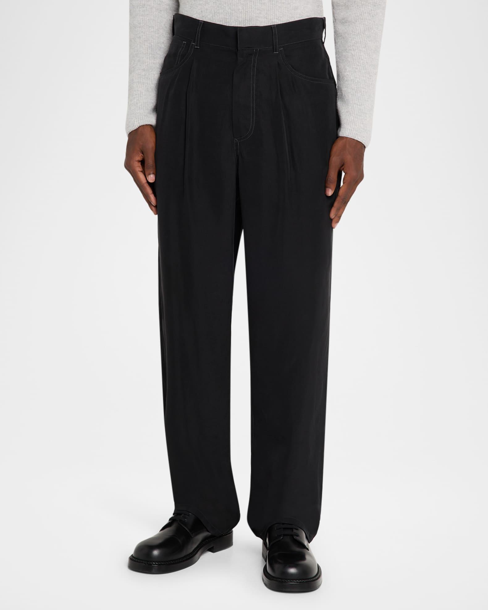 Men's Lyocell Relaxed-Fit Pleated Trousers Product Image