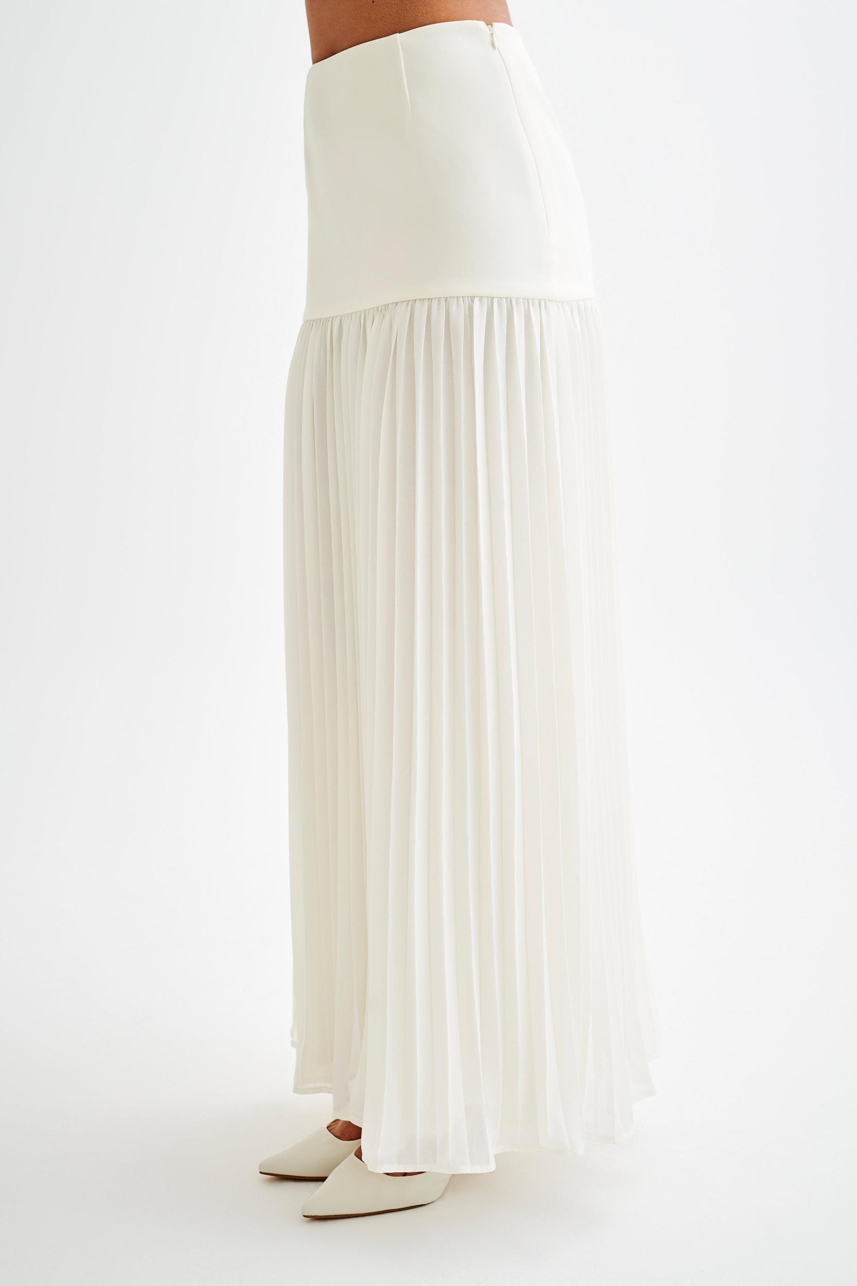 Jillian Pleated Maxi Skirt - Ivory Product Image