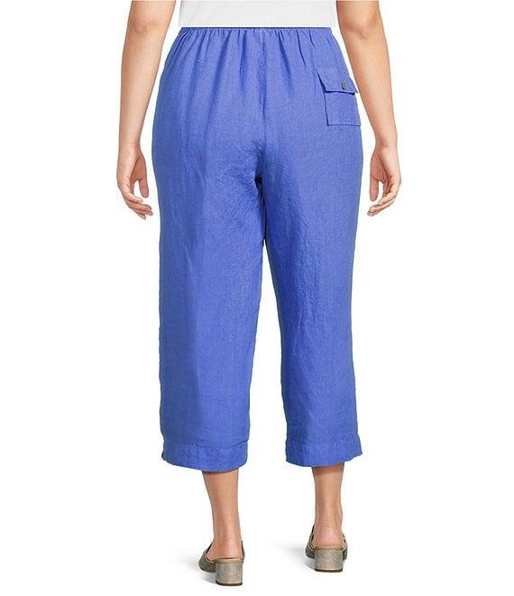 Bryn Walker Plus Saba Light Linen Drawstring Waist Straight Leg Pants Product Image