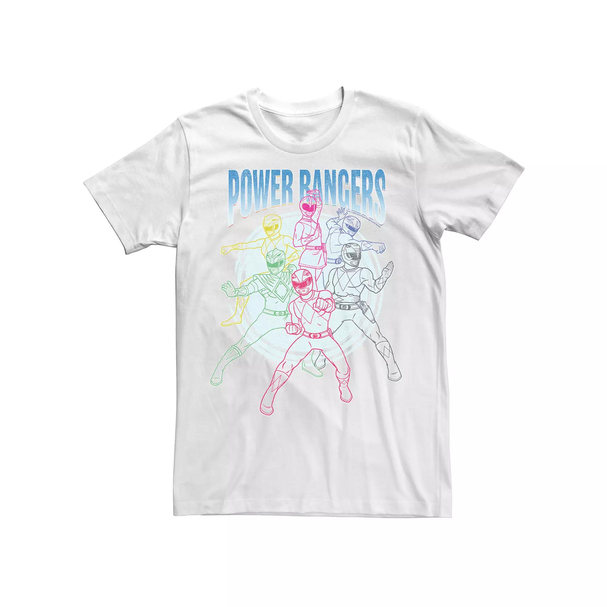 Men's Power Rangers Group Shot Line Art Portrait Tee,  Product Image