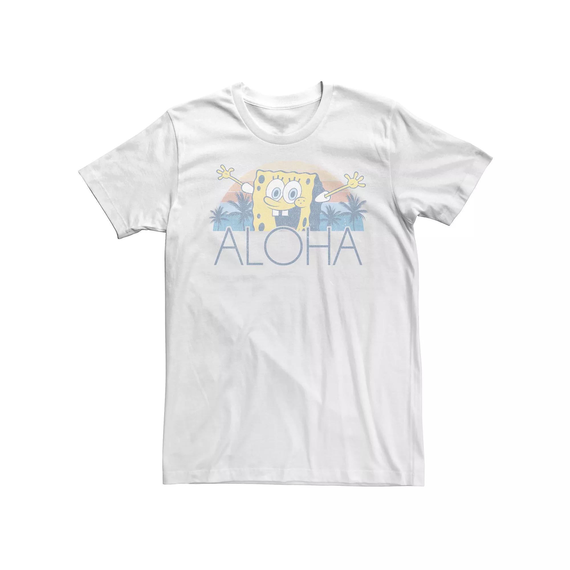 Men's Spongebob Squarepants Aloha Faded Portrait Tee,  Product Image
