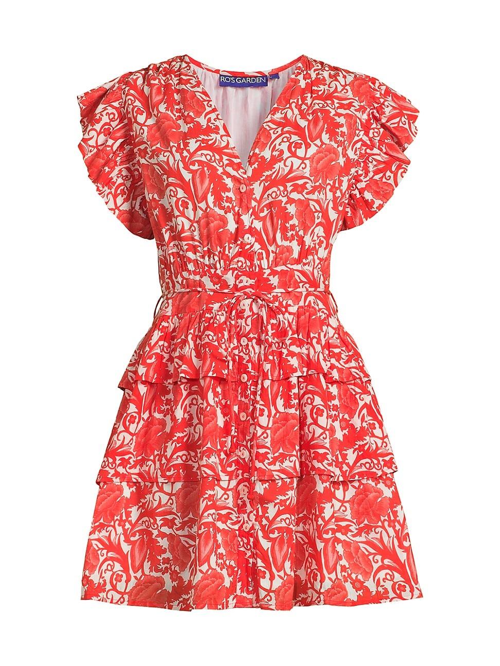 Womens Hunan Floral Tie-Waist Minidress Product Image