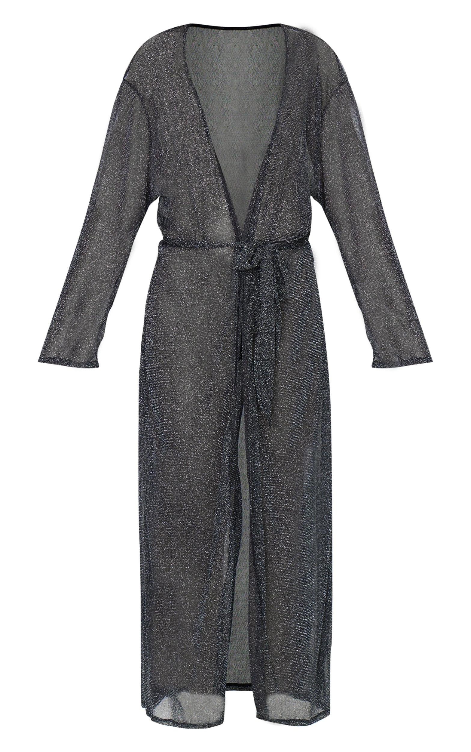 Black Lurex Mesh Maxi Robe Product Image
