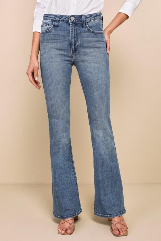 Break Away Medium Wash High-Rise Flare Jeans Product Image