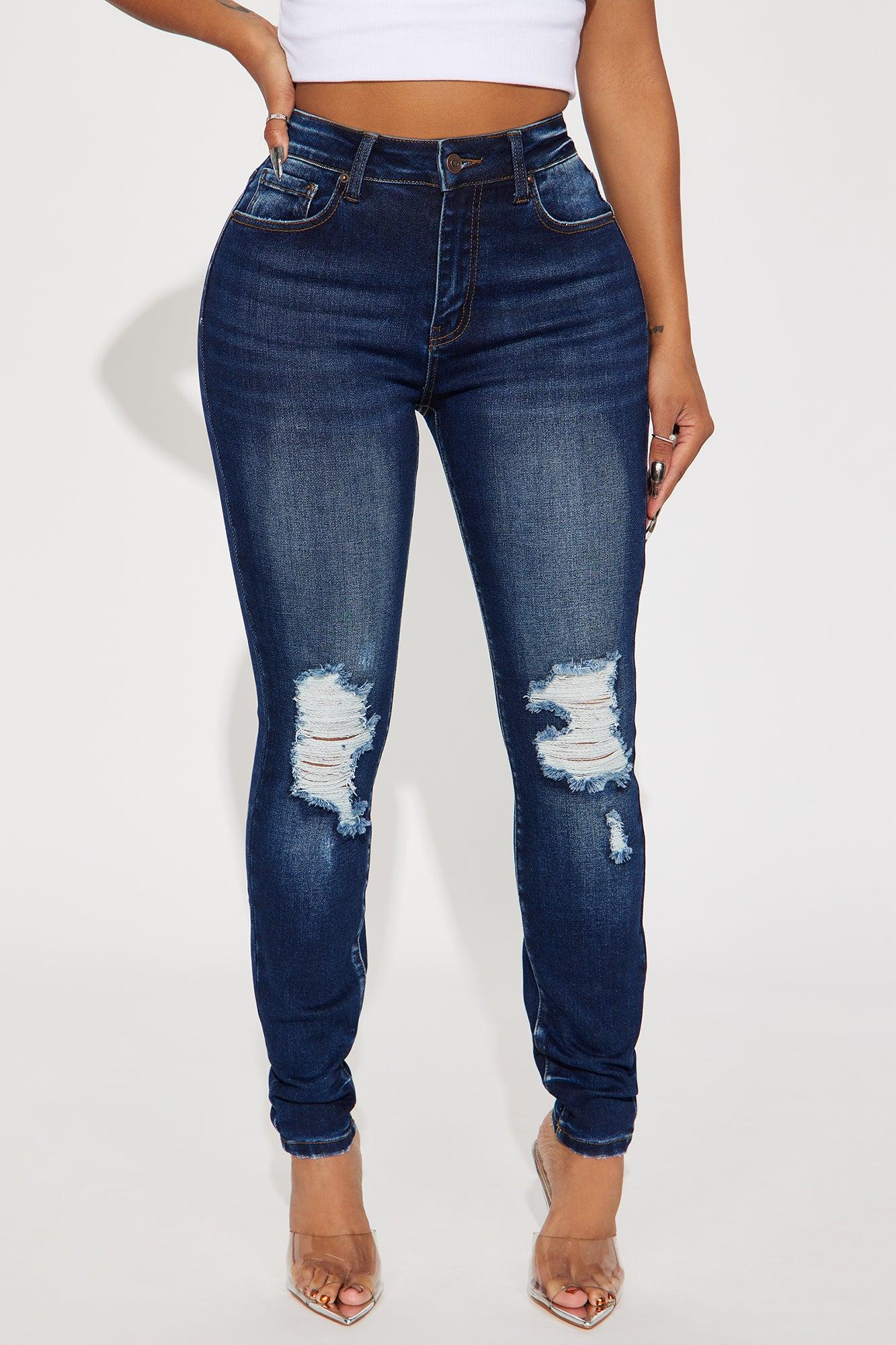 Kalisha Stretch Ripped Skinny Jeans - Dark Wash Product Image