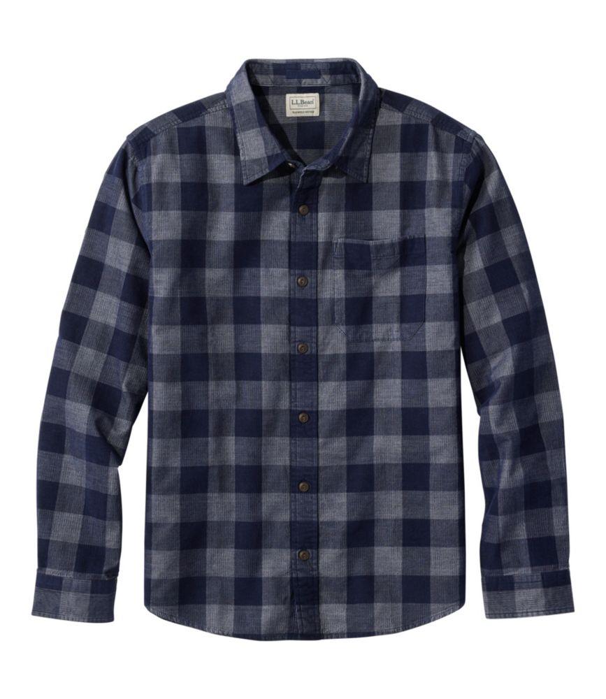 Men's Sunwashed Corduroy Shirt, Slightly Fitted Untucked Fit, Plaid Product Image