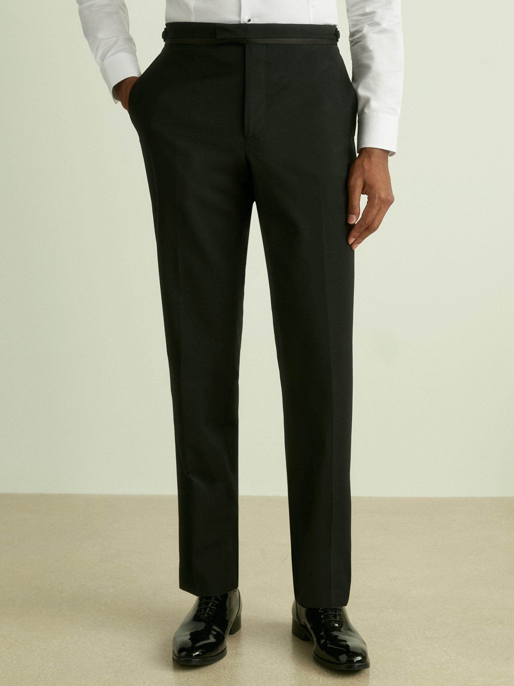Puppytooth-Check Tailored Trousers in Soft Grey Product Image