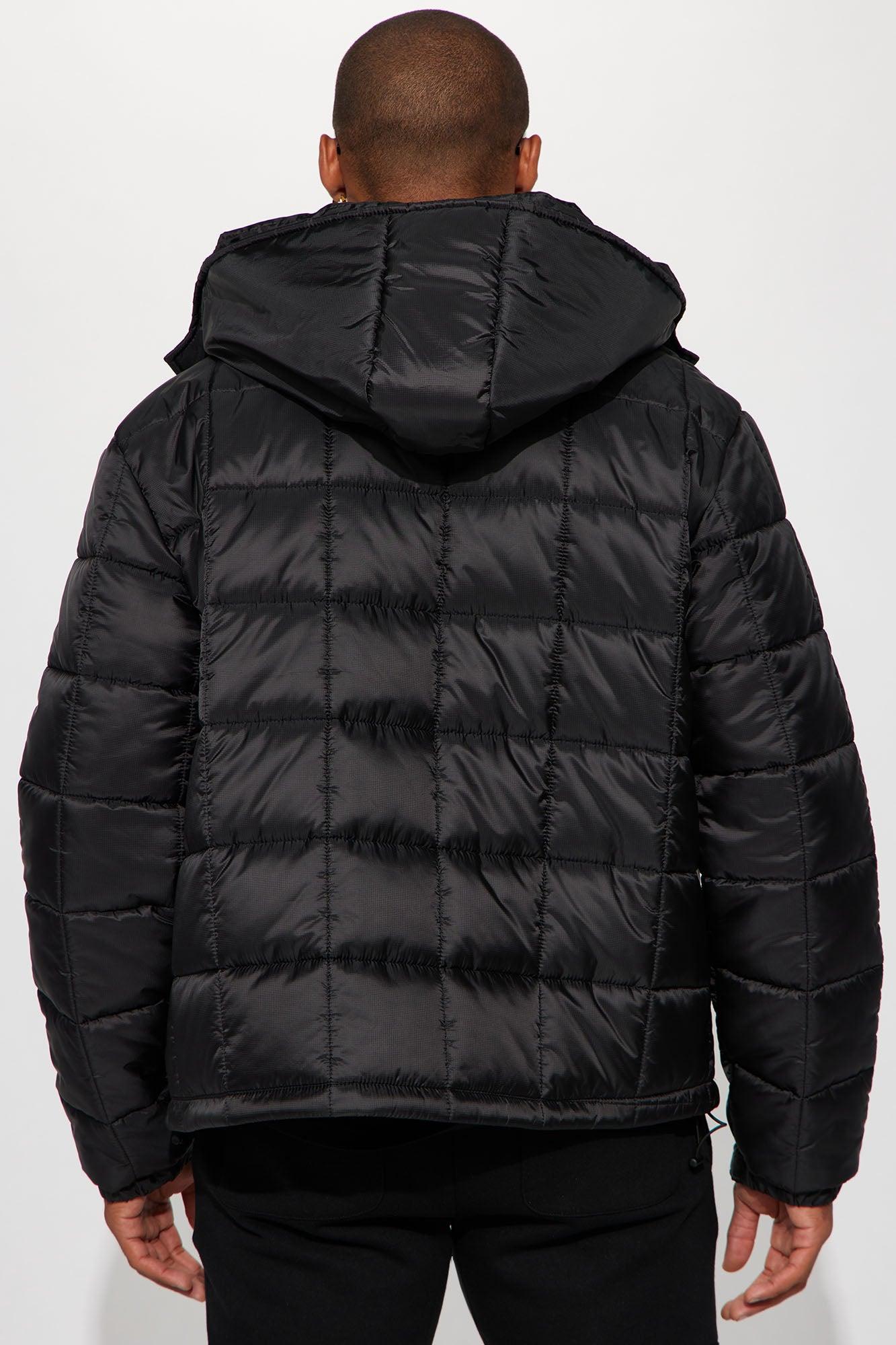 Grenade Like Hooded Puffer Jacket - Black Product Image