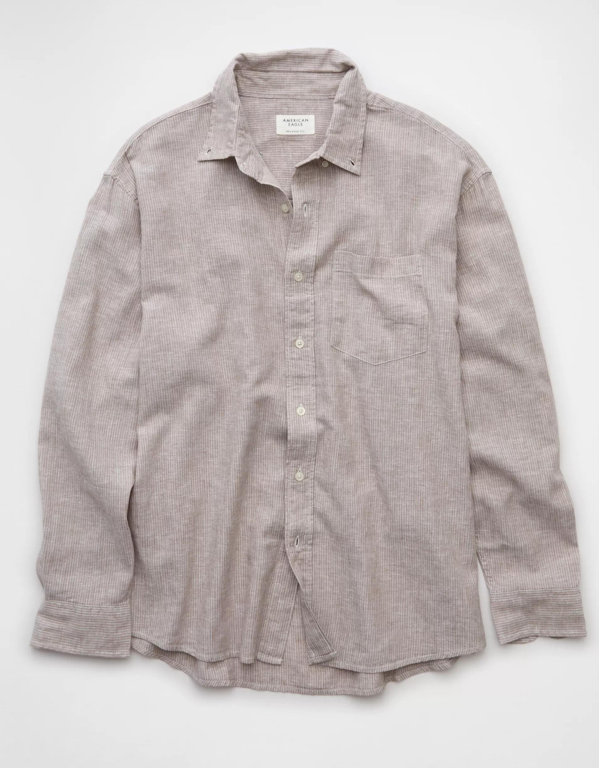 AE Everyday Relaxed Linen-Blend Button-Up Shirt Product Image