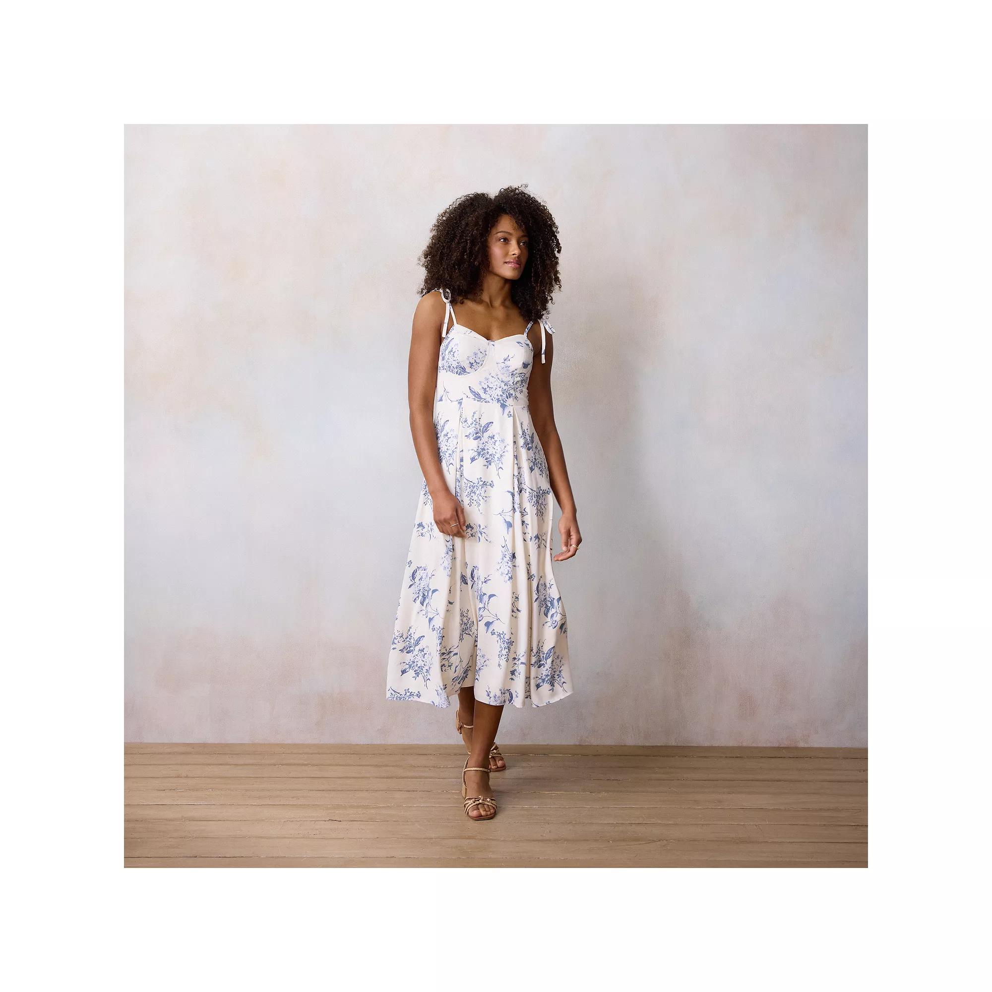 Women's LC Lauren Conrad Sweetheart Neck Tea Length Dress, Size: XL, Ivory Belle Toile Product Image