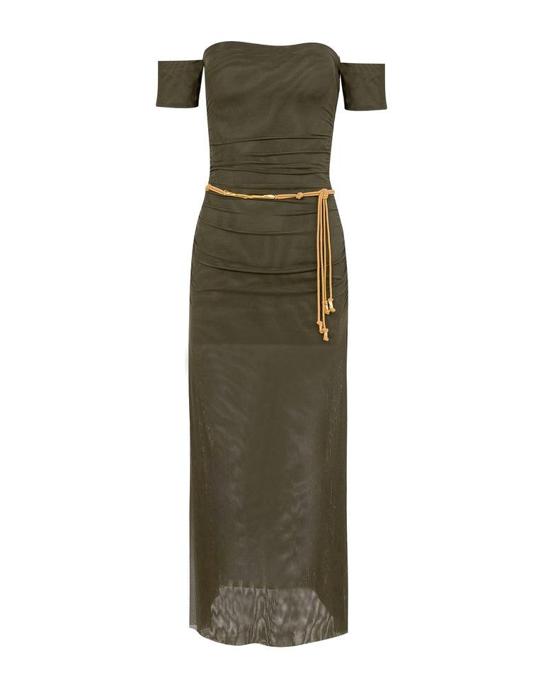 Brine Detail Long Dress (Exchange Only) - Evergreen Product Image