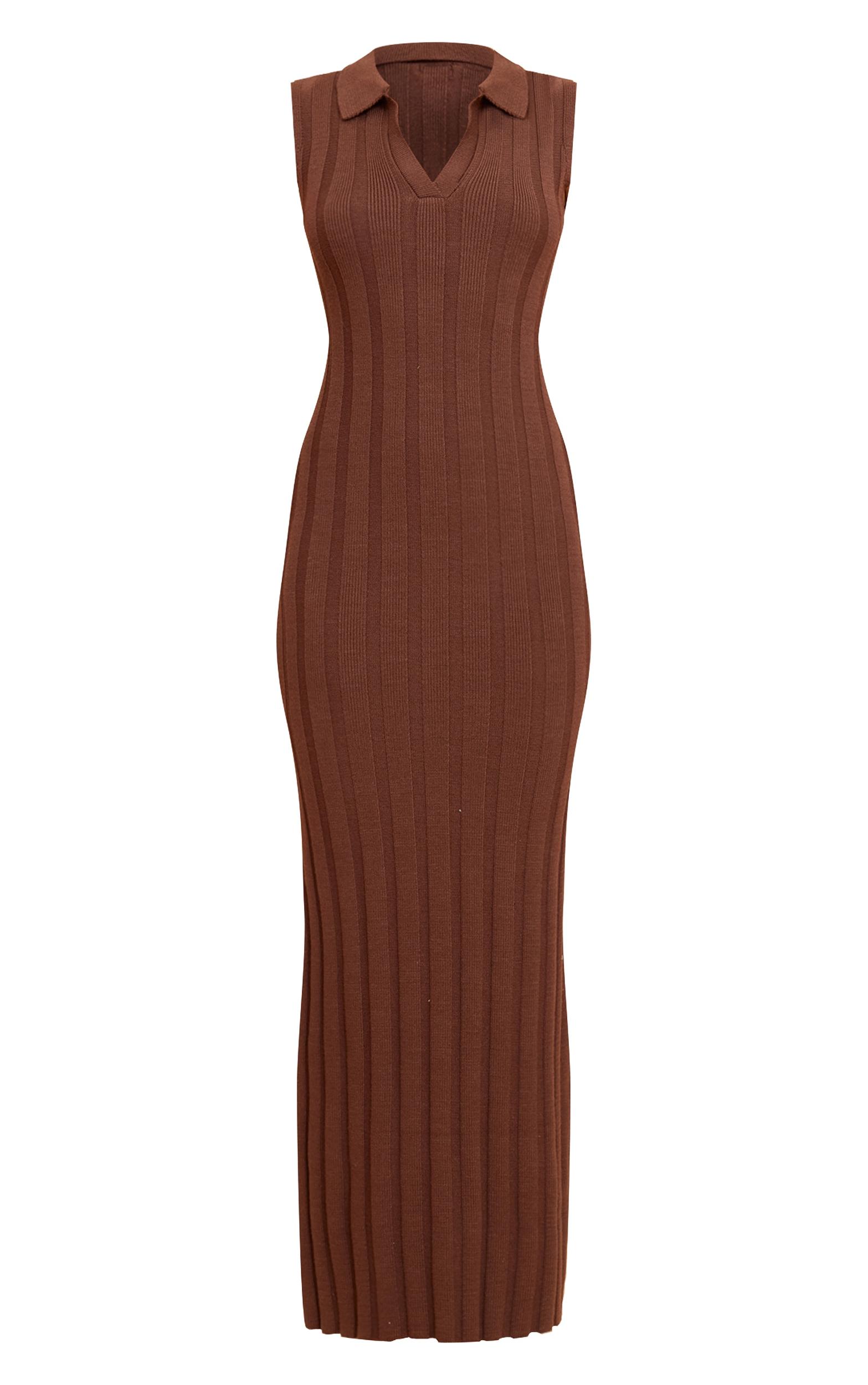 Chocolate Sleeveless Wide Rib Dress Product Image
