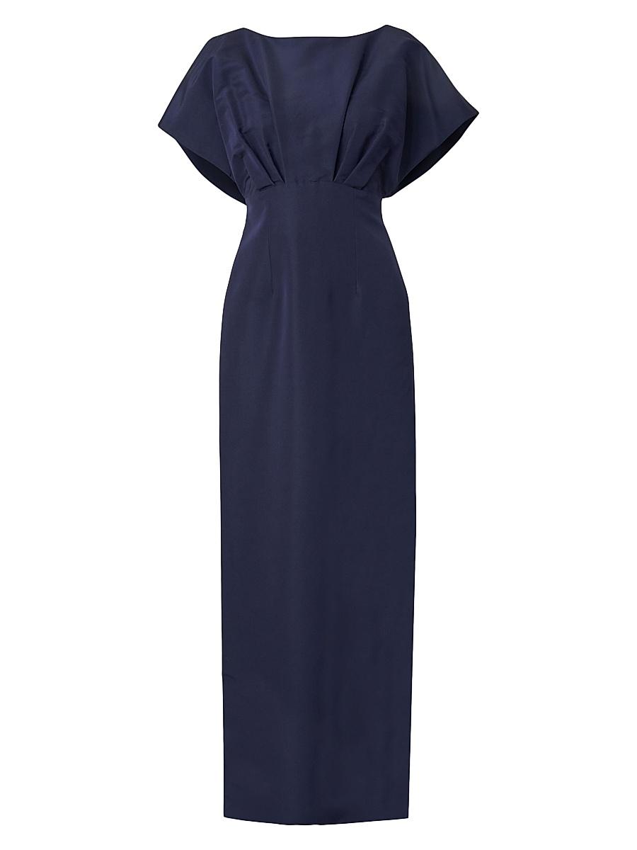 Womens Silk Faille Fan Bodice Column Gown Product Image