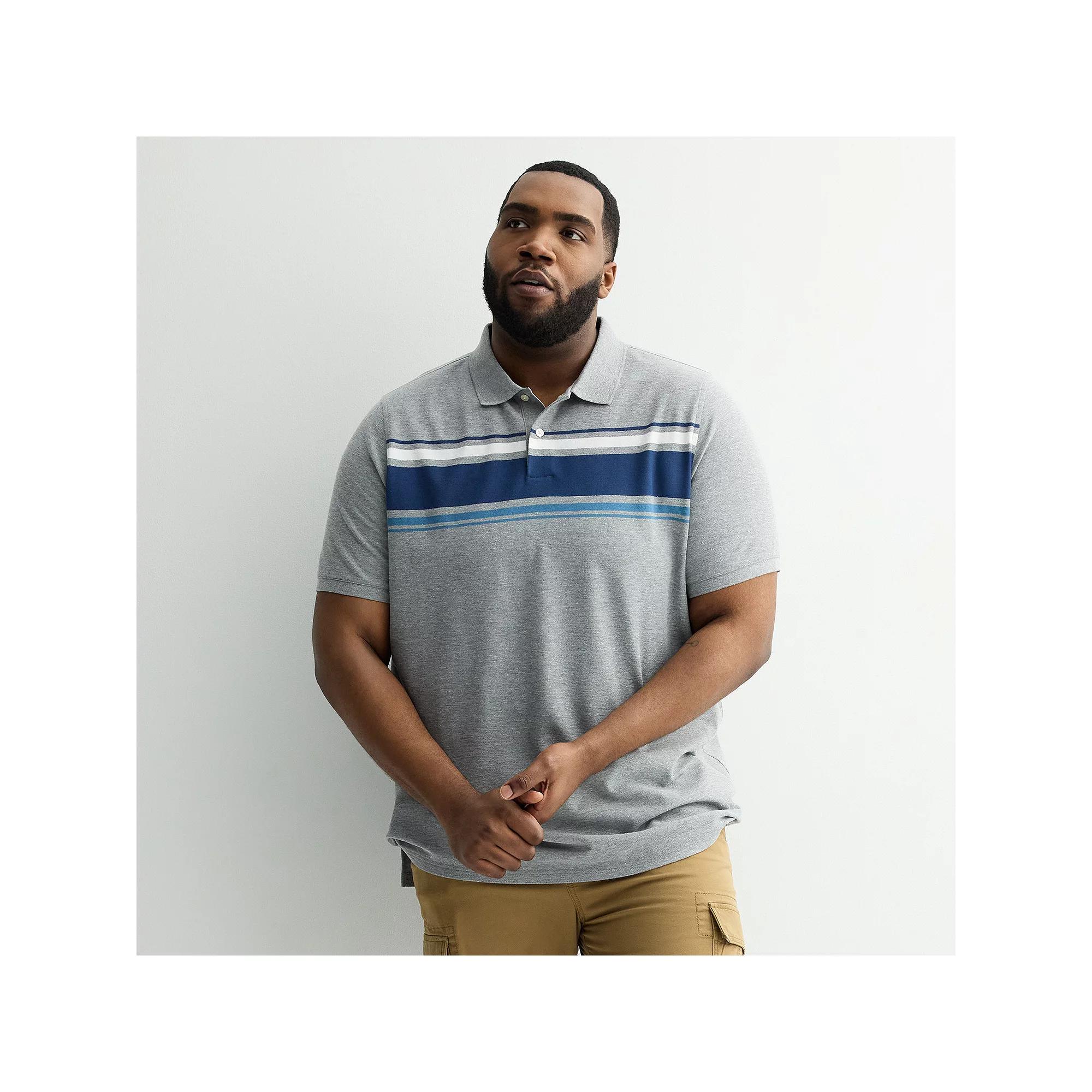 Big & Tall Sonoma Goods For Life® The Essential Pique Polo, Men's, Size: XL Tall, Grey Chest Stripe Product Image