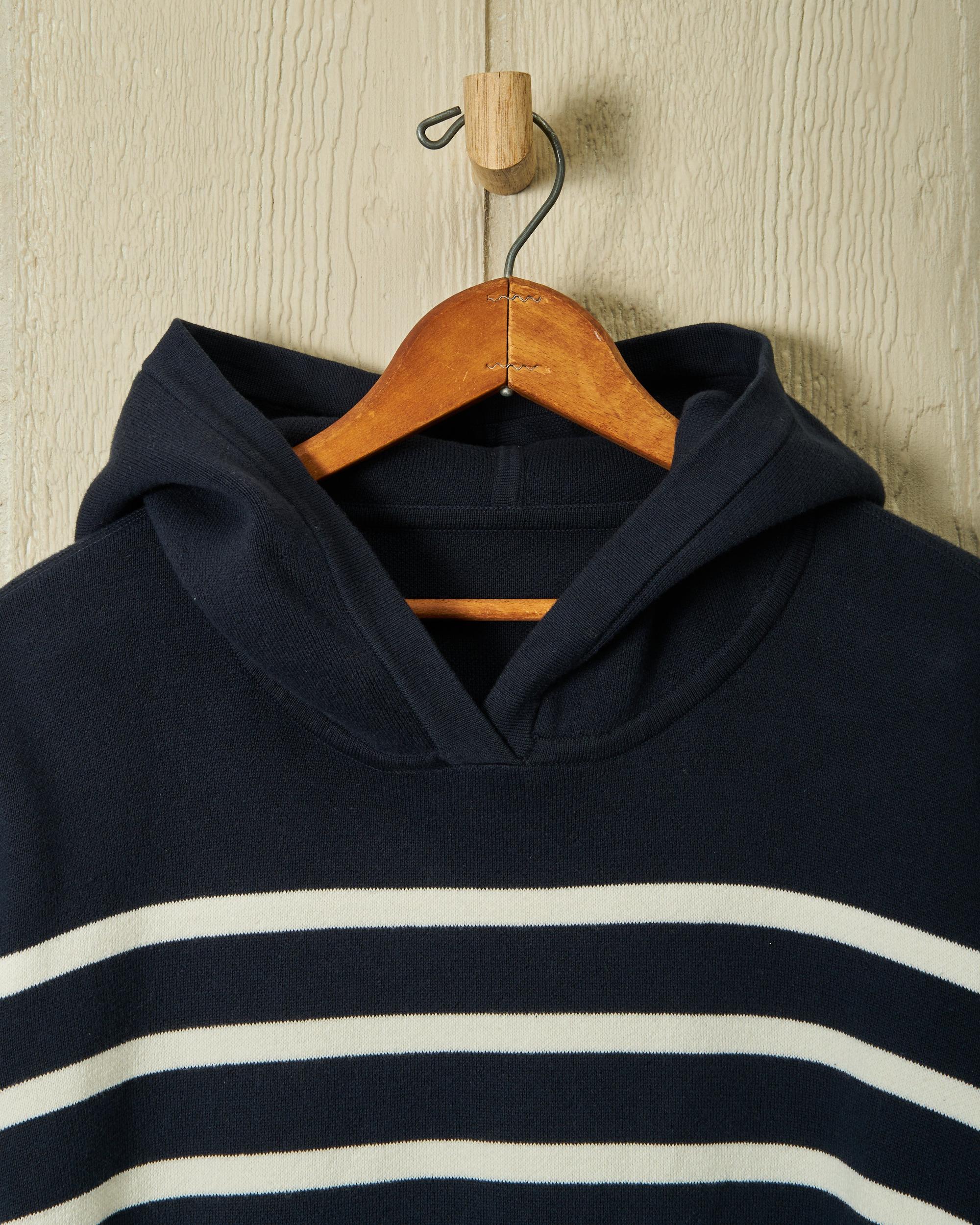 Wharf Knit Hoodie in Navy/White Stripe Product Image