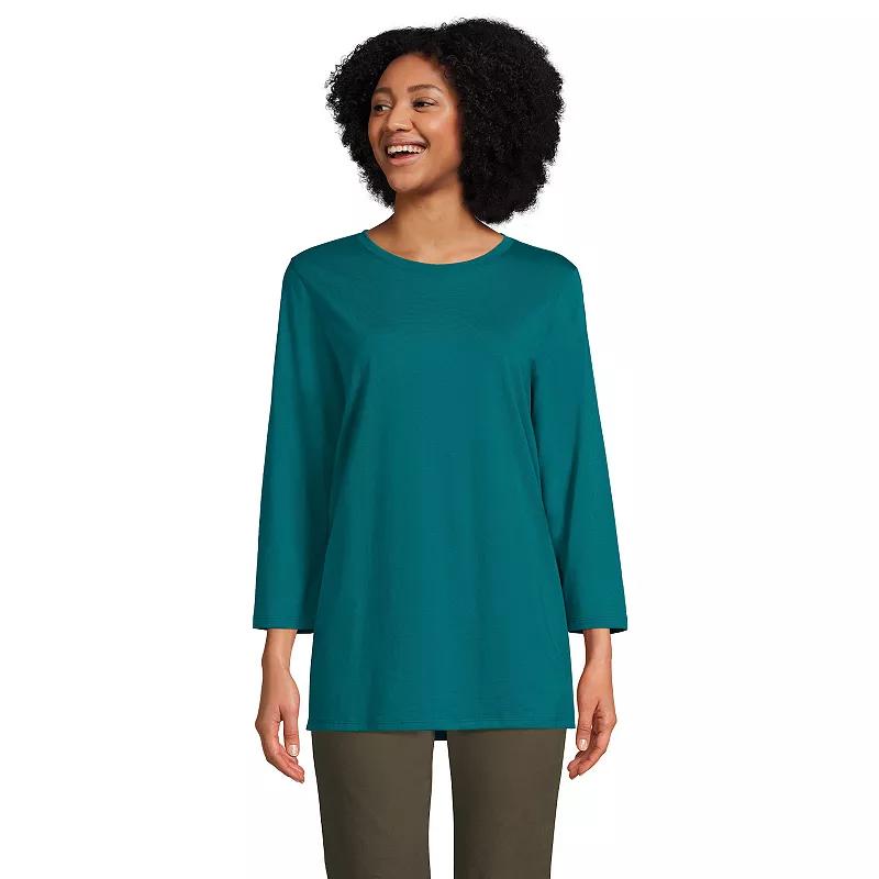 Petite Lands' End 3/4-Sleeve Supima Cotton Crewneck Tunic, Women's,  Product Image