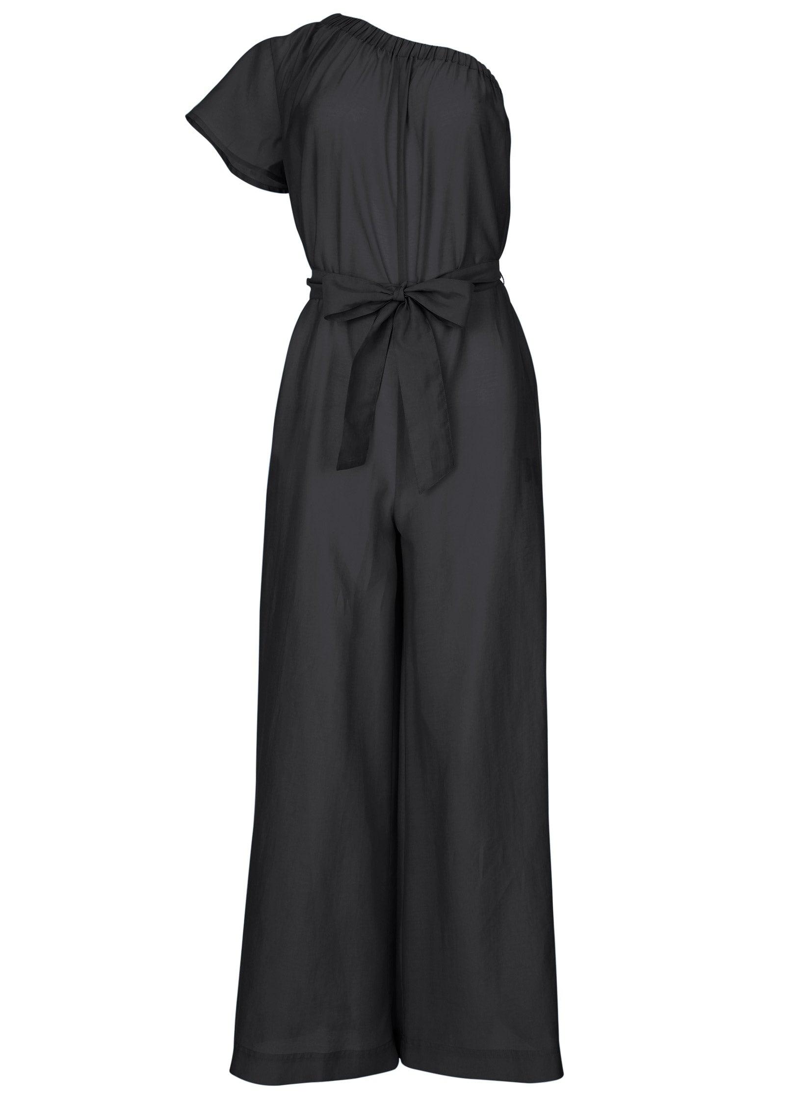 One Shoulder Jumpsuit - Black Product Image
