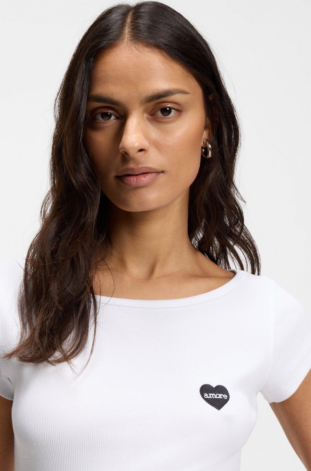 Stretch-cotton slim-fit T-shirt with artwork Product Image