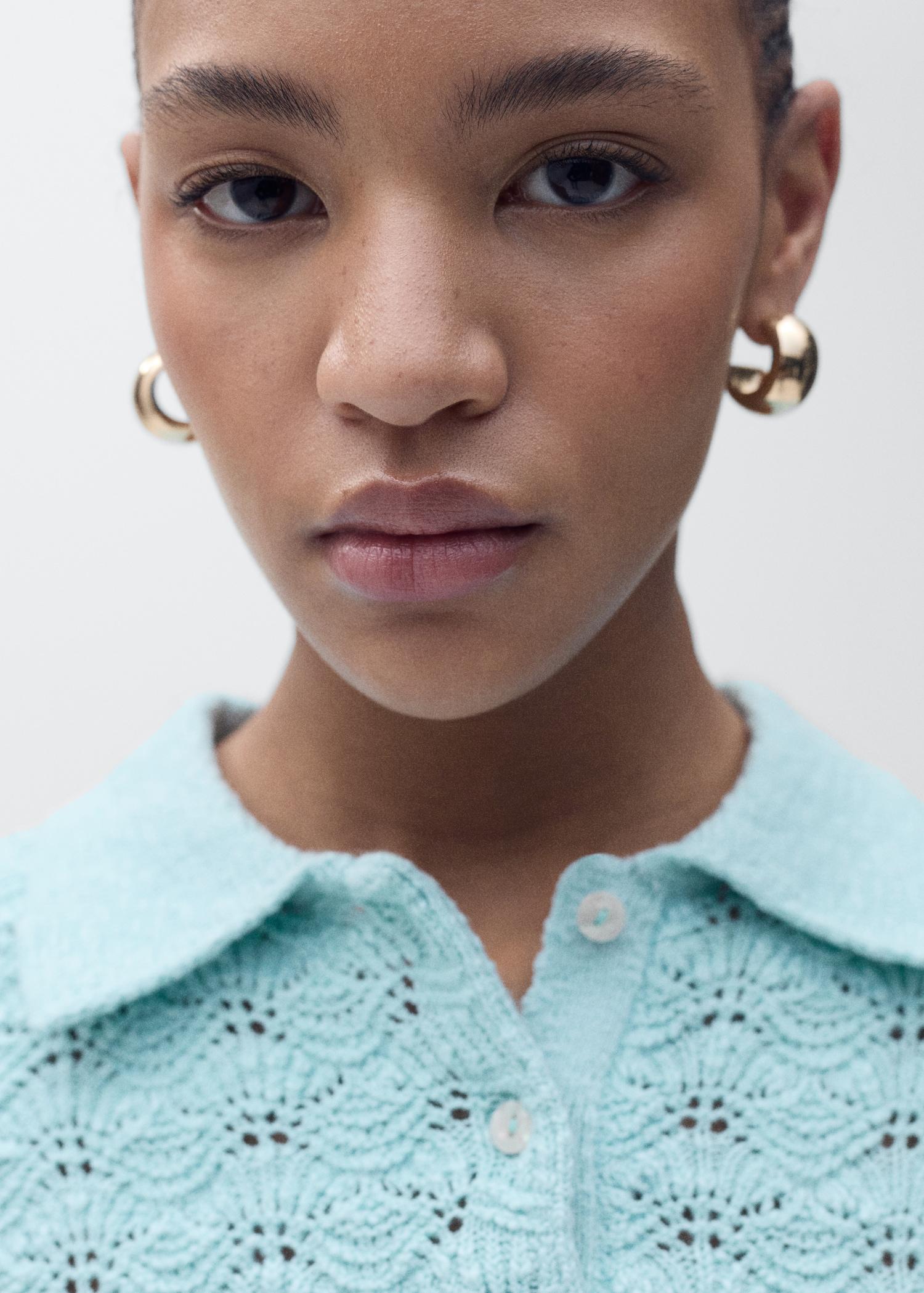 Polo-neck crochet sweater - Women | MANGO USA Product Image