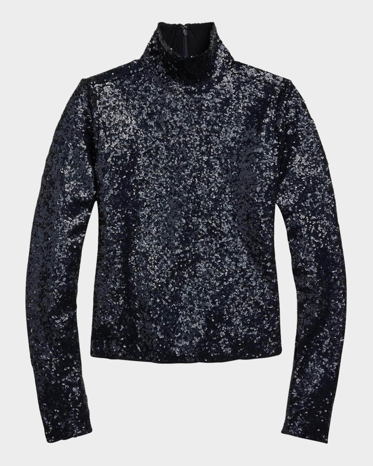 Sequined Mesh Turtleneck Product Image