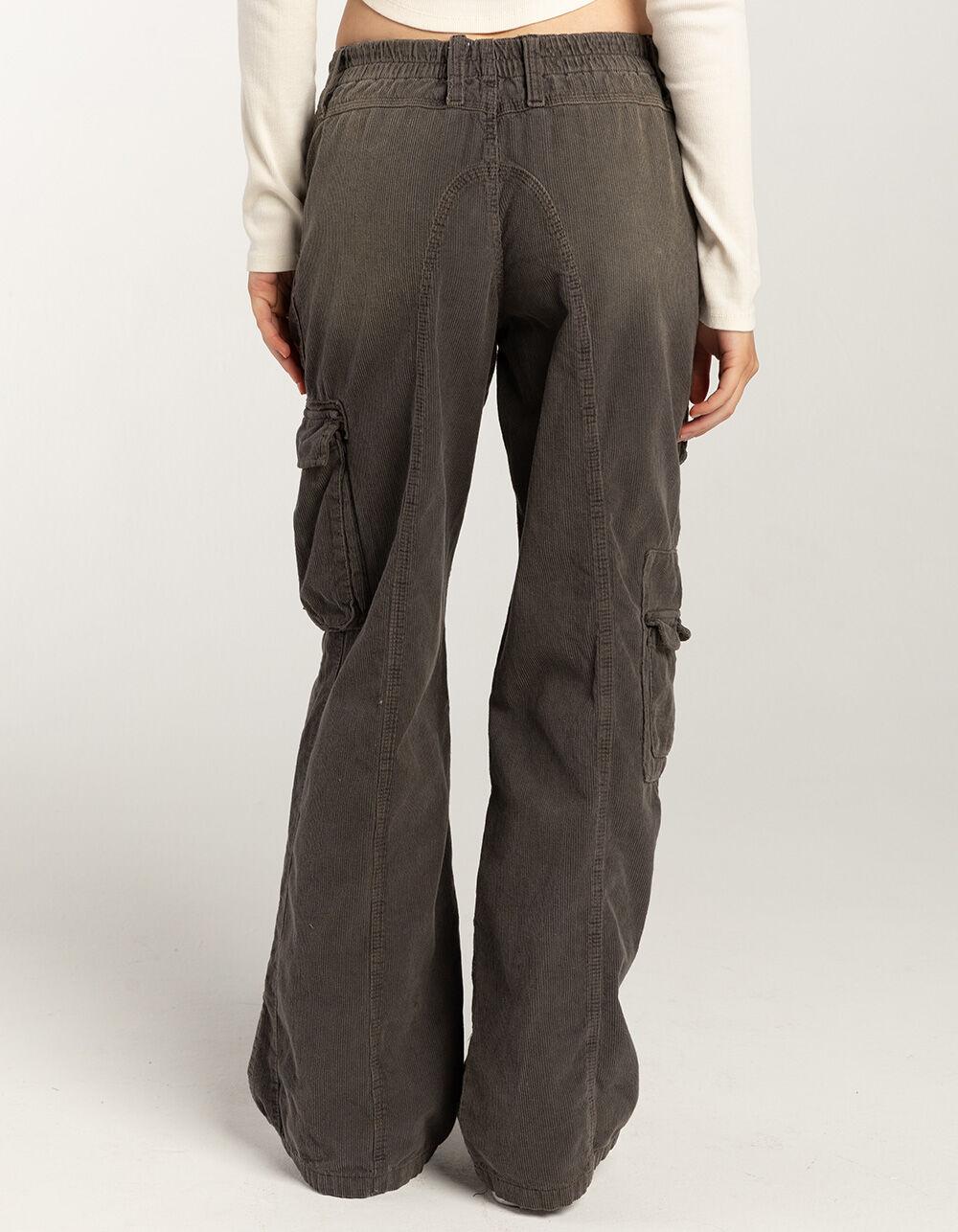 BDG Urban Outfitters Y2K Mid Rise Corduroy Womens Cargo Pants - CHARCOAL Product Image