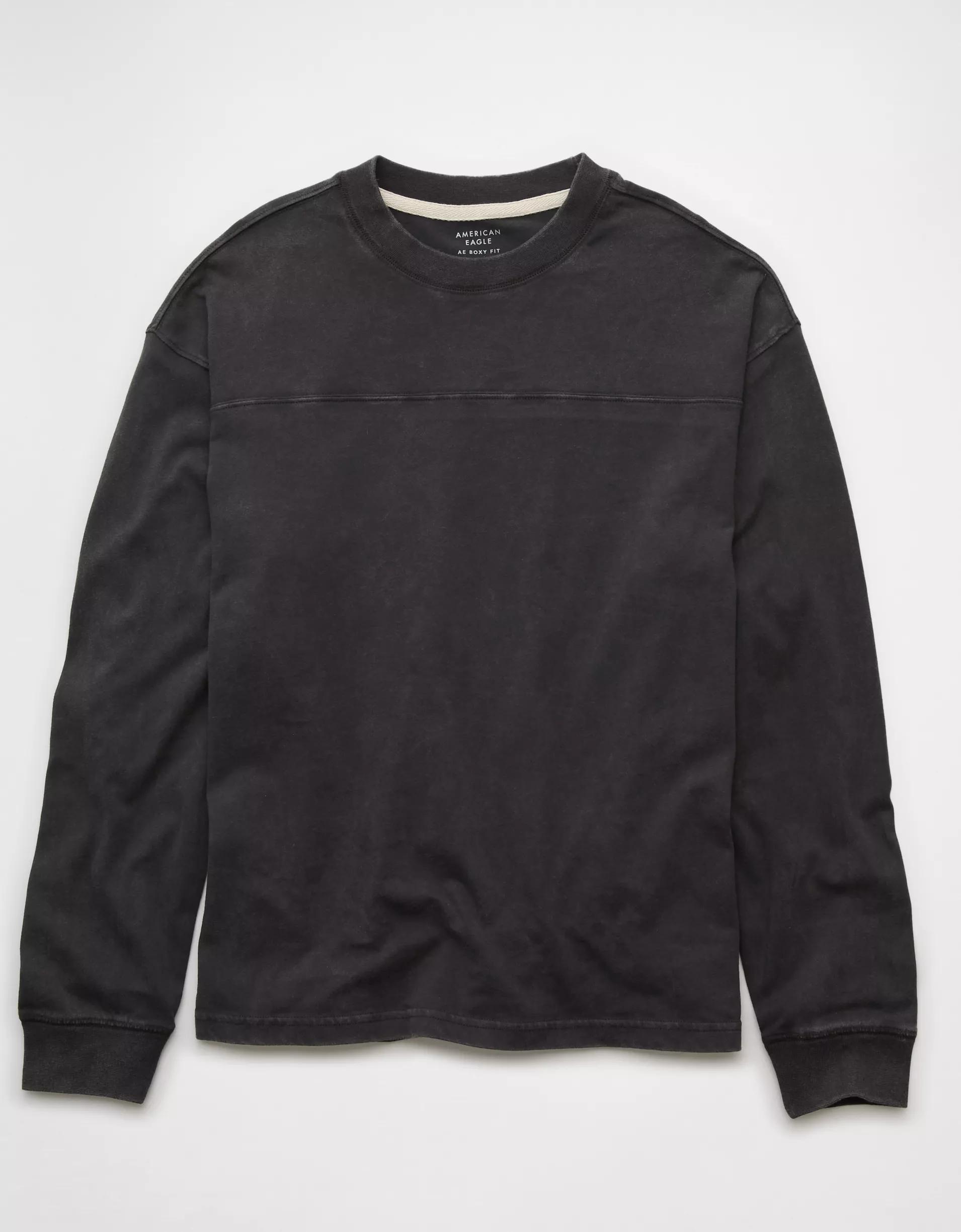 AE Long-Sleeve Boxy Sueded Jersey T-Shirt Product Image