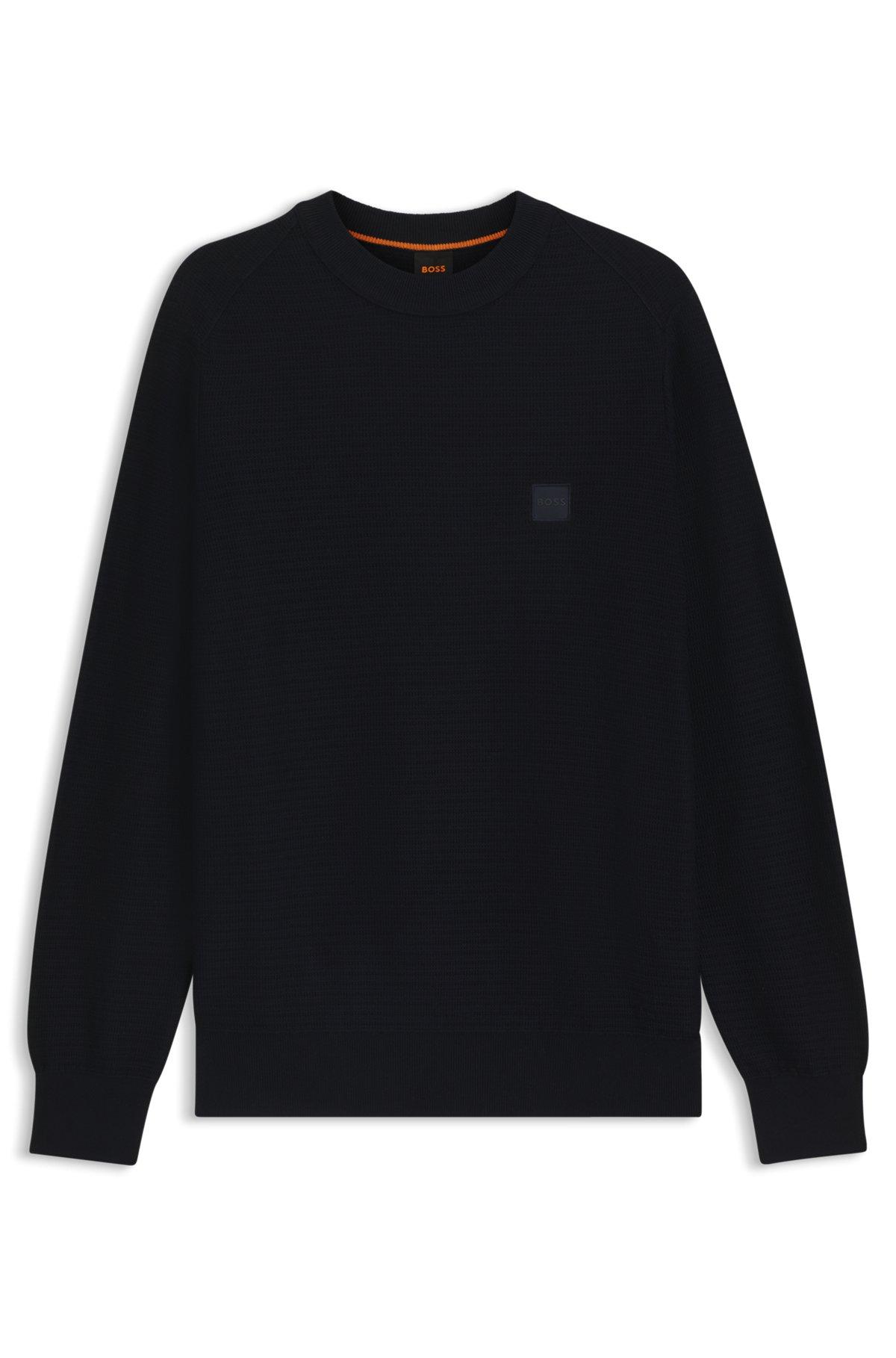 Cotton-cashmere sweater with logo patch Product Image