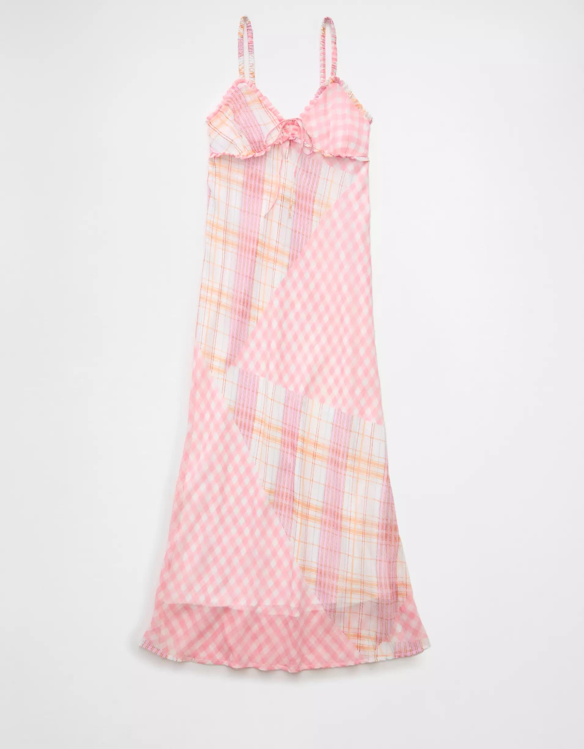 AE V-Neck Ruffle Midi Slip Dress Product Image