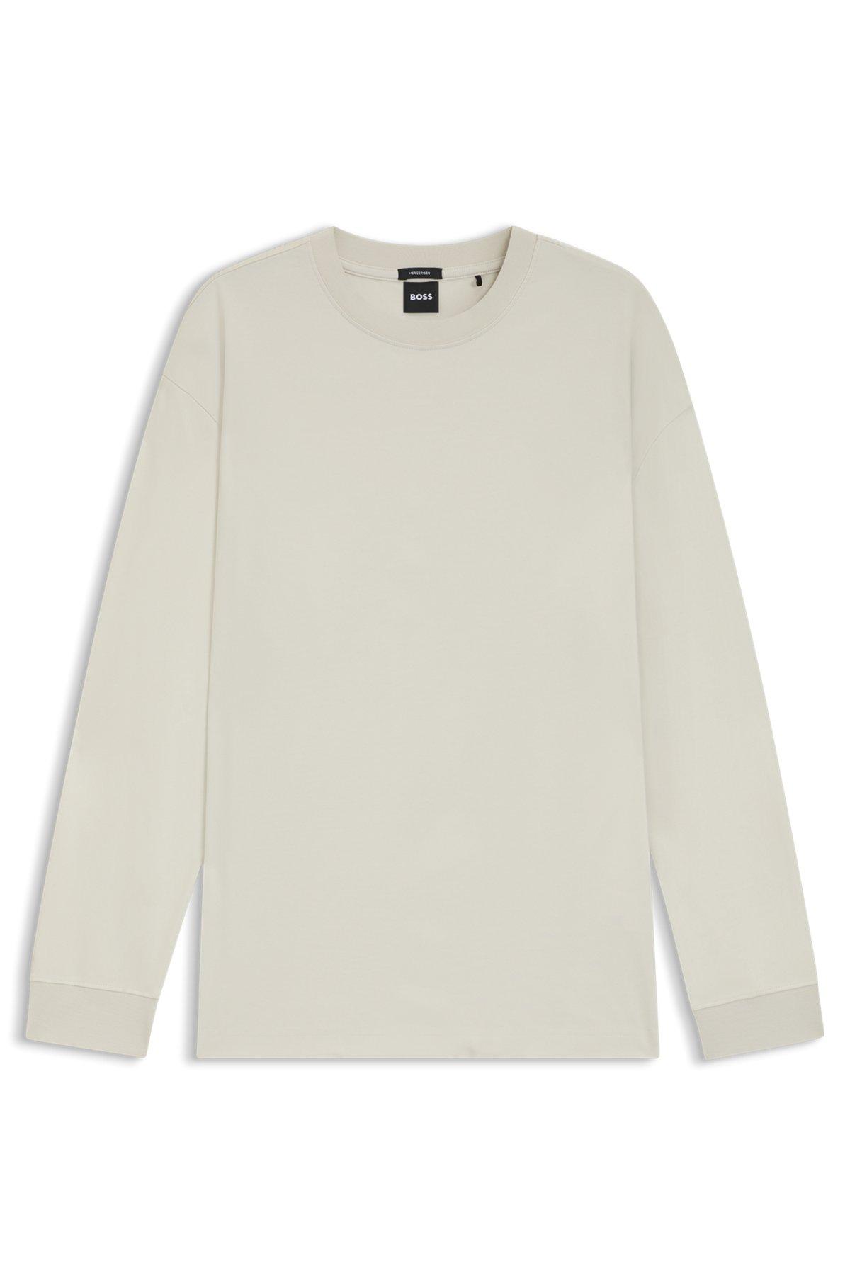 BOSS - Relaxed-fit long-sleeved T-shirt in mercerized cotton - White Product Image