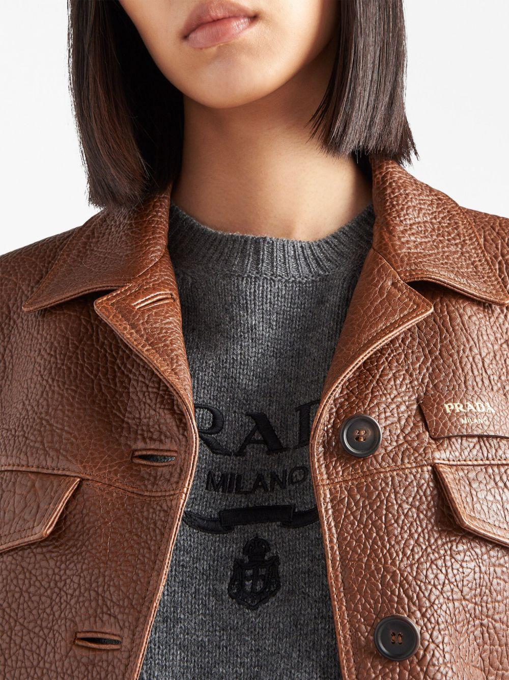 logo-intarsia cropped wool jumper Product Image