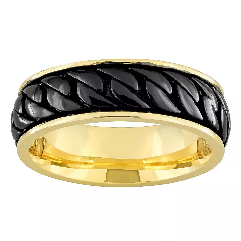 Stella Grace Men's 18k Gold Over Silver Ribbed Design Ring,  Product Image