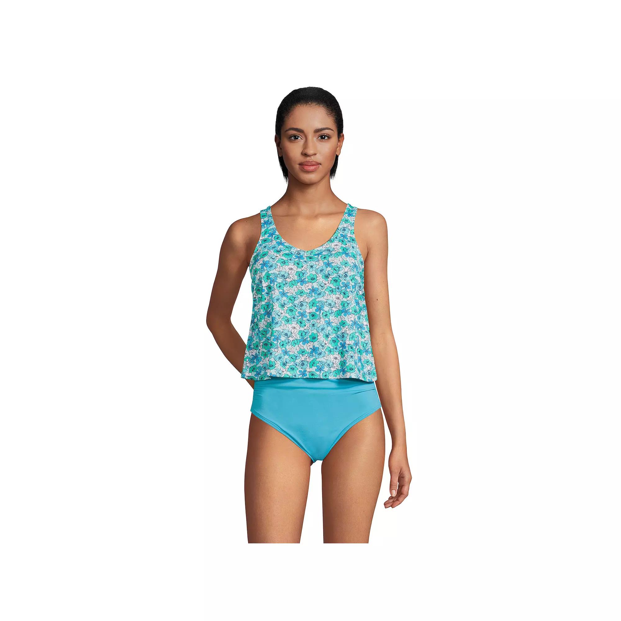 Women's Lands' End Chlorine Resistant V-neck One-Piece Fauxkini Swimsuit,  Product Image