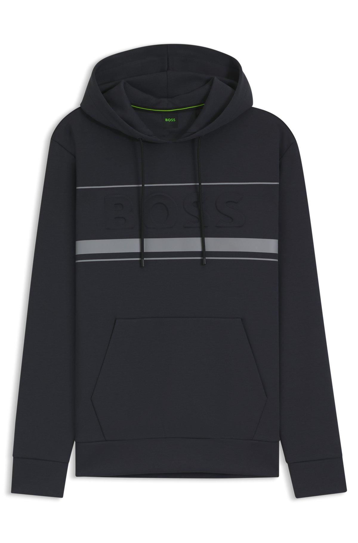 BOSS - Hoodie with stripe details - Dark Blue Product Image