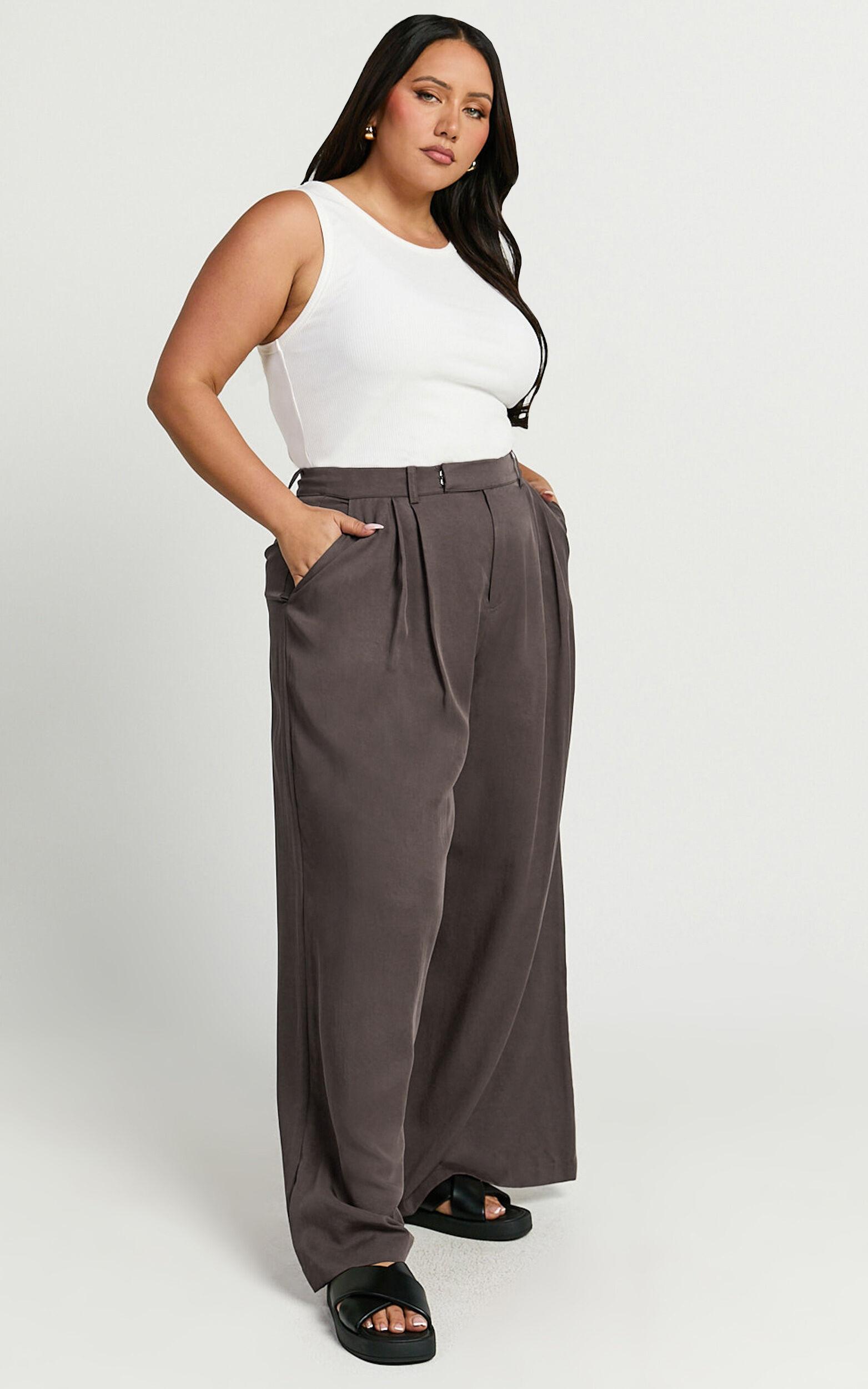 Clarke Pants - High Waist Wide Leg Pants in Slate Product Image