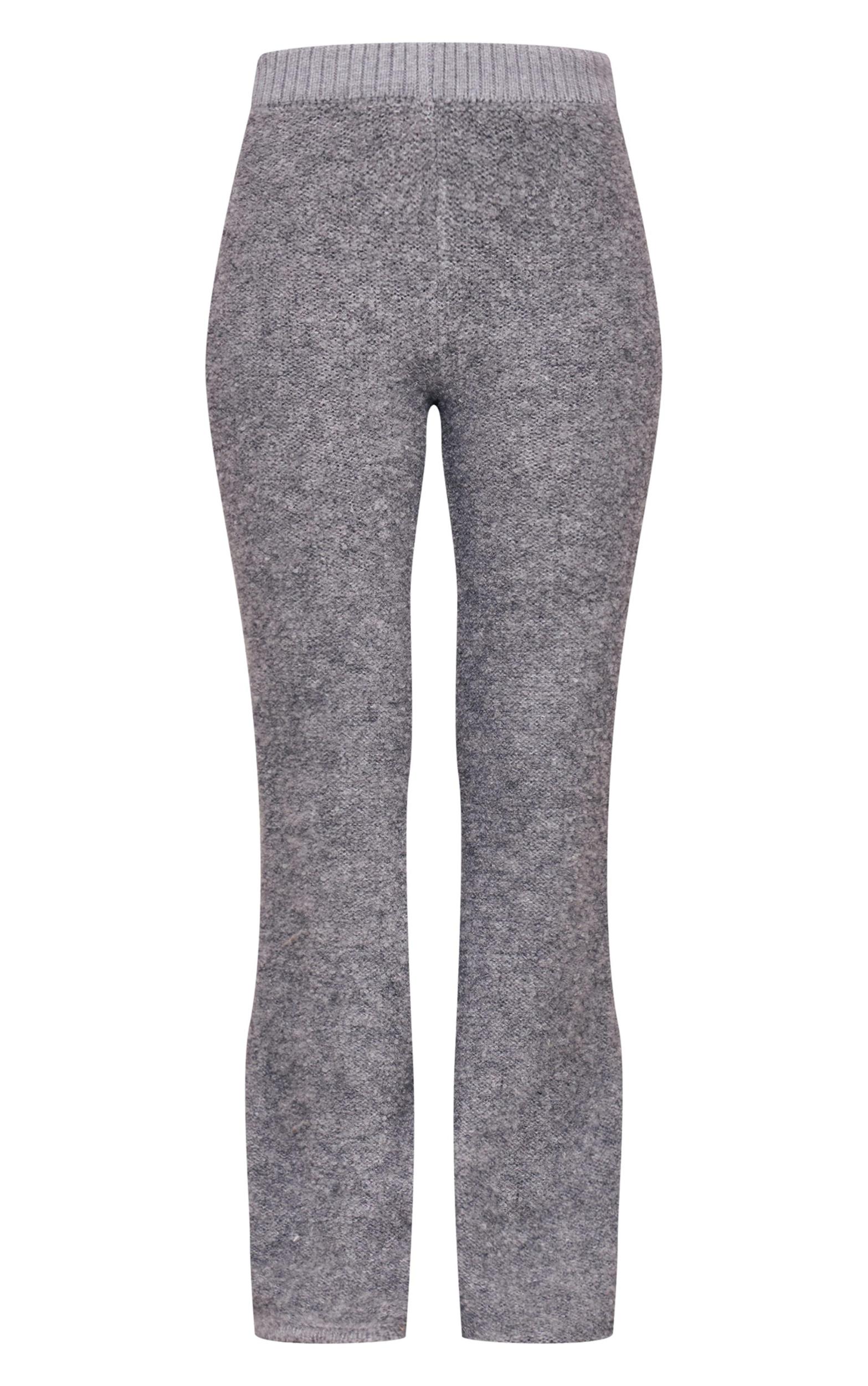 Tall Charcoal Contrast Textured Knit Pants Product Image
